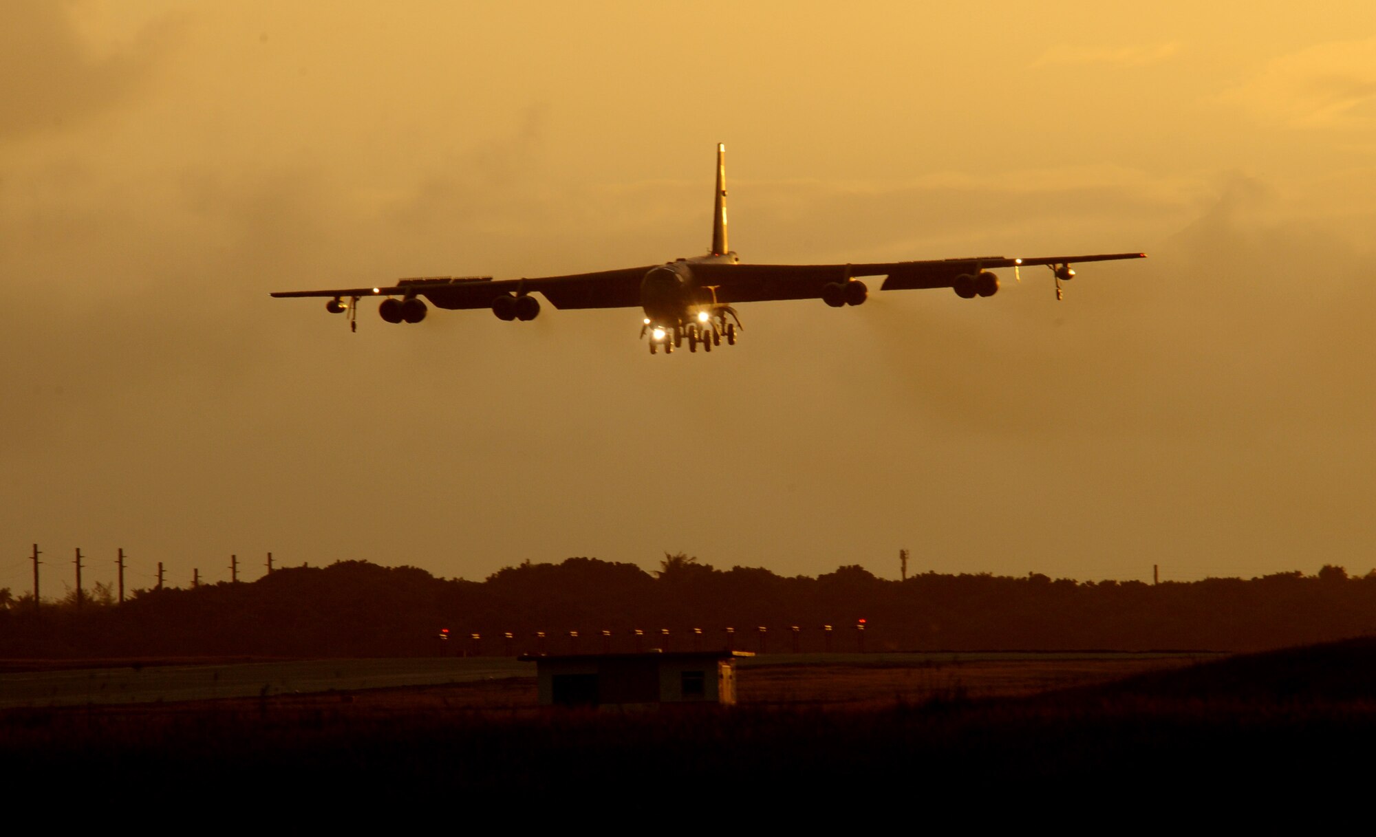 A B-52 Stratofortress from Minot Air Force Base, N.D. deployed to the 23rd Expeditionary Bomb Squadron lands at Andersen Air Force Base, Guam. B-52 StratofortressÕ participated in exercise Cope North 09-1 Feb. 2-13.  This was the first time that B-52s have participated in the annual bilateral exercise between the U.S. and Japan Air Self Defense Force.
(U.S. Air Force photo/ Master Sgt. Kevin J. Gruenwald) released
