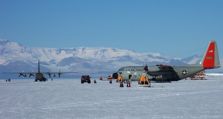 Members of the 18th Aeromedical Evacuation Squadron, Kadena Air Base, Japan,  utilized an LC-130 Hercules to transport patients in need of urgent medical care. The members conducted medical evacuation missions over a three-month period at McMurdo Station, Antarctica.
(U.S. Air Force courtesy photo)