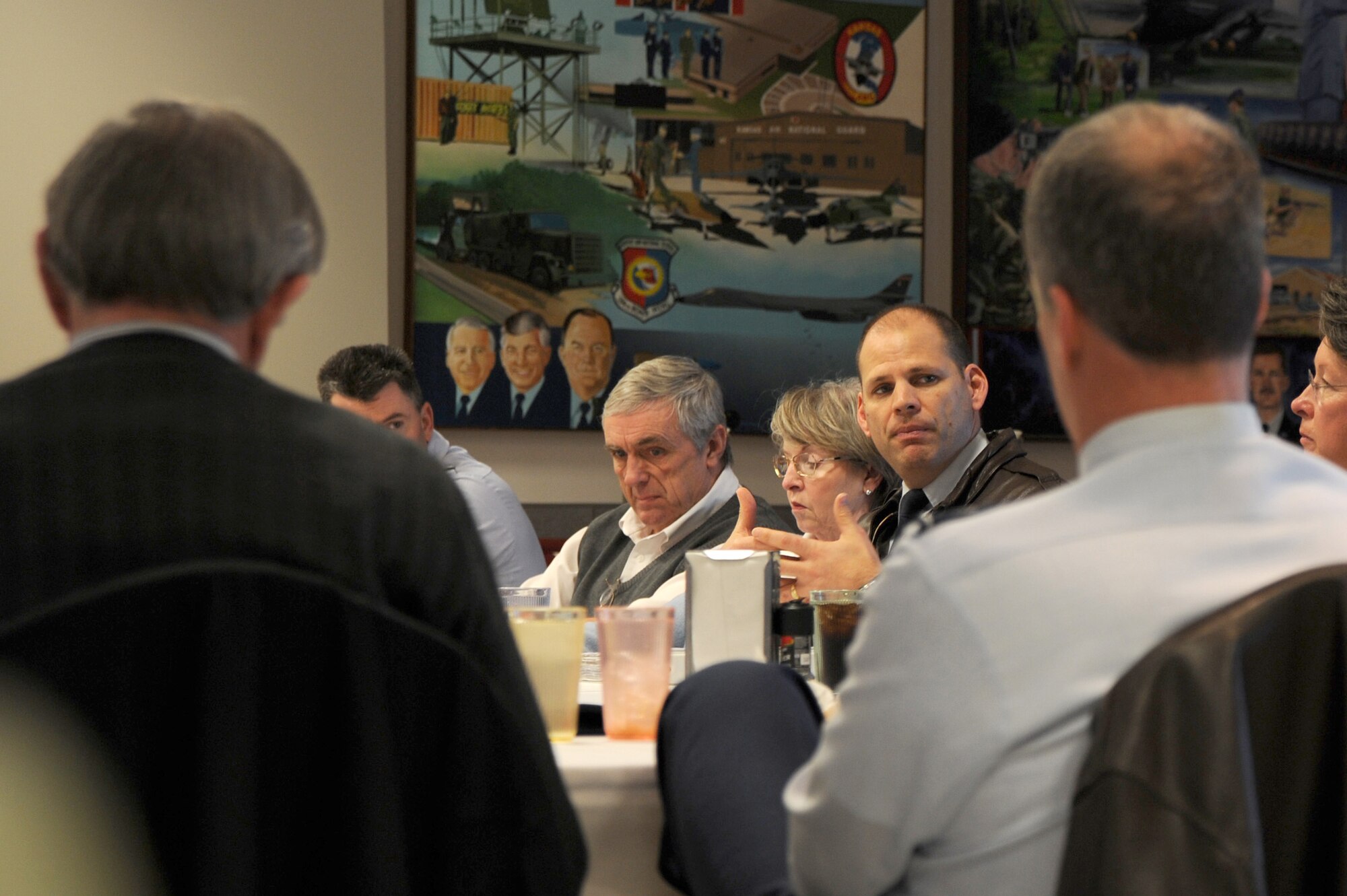 MCCONNELL AIR FORCE BASE, Kan. -- Col. James Vechery, 22nd Air Refueling Wing commander, speaks during a Civic Leader Luncheon at the 184th Jayhawk Roost dining facility, Feb 9. Civic Leader Luncheons are held once a month to promote communications between McConnell and the surrounding community.   (Photo by Senior Airman Roy Lynch) 