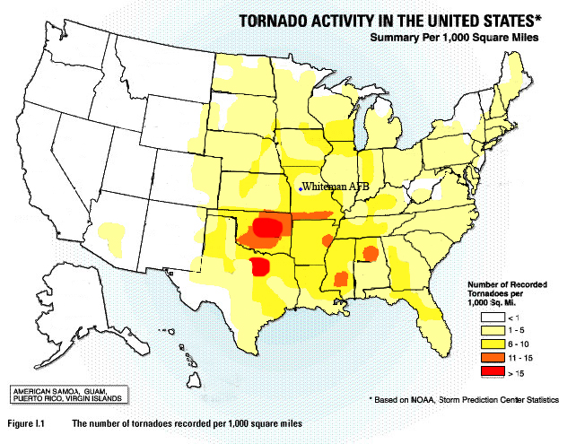 Tornado frequency map