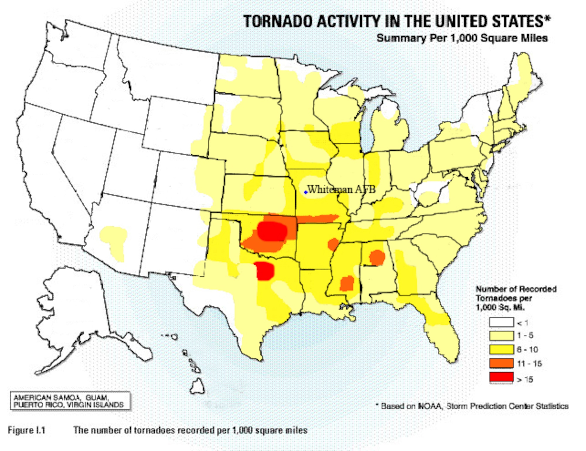 Tornado frequency map