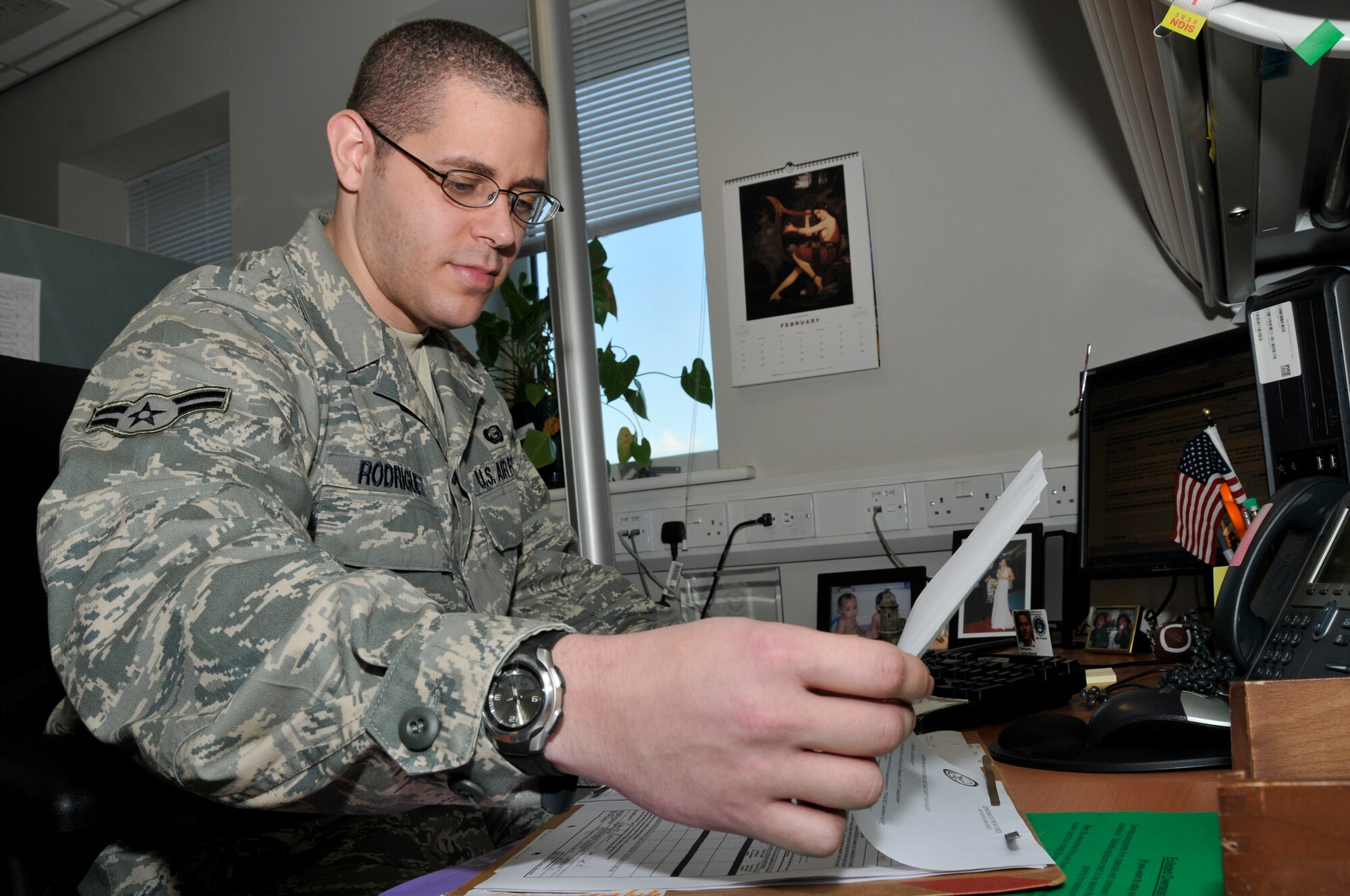Airman 1st Class Carlos Rodriguez, 48th Force Support Squadron outbound assignments counselor, was nominated for the Liberty Spotlight by his chain of command because he practices the Air Force core values of "Integrity First", "Service before Self" and "Excellence in All We Do".

