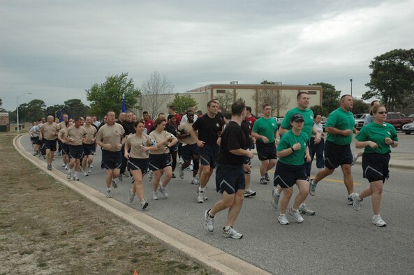 The 5k Run for Your Heart event was held at the base Fitness Center today.  Approximately 230 members from Tyndall Air Force Base participated in the run.  (U.S. Air Force photo by Senior Airman Anthony J. Hyatt)