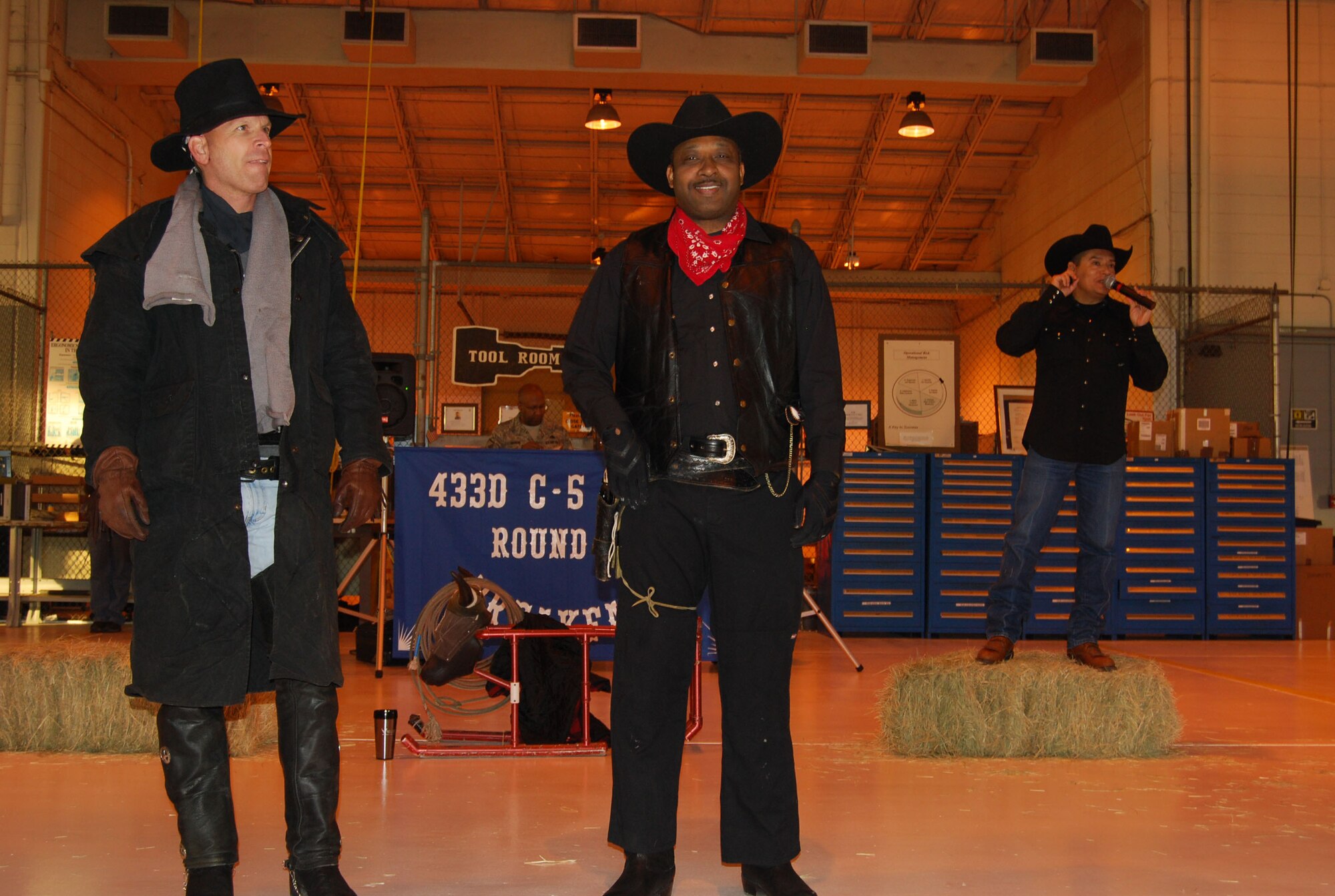 While the city of San Antonio enjoys the events surrounding the San Antonio Rodeo and Stock Show, many members of the 433rd Airlift Wing miss the events to keep the Air Force Reserve mission at Lackland Air Force Base going. So, each year the Alamo Wing celebrates with a Cowboy Breakfast of their own. The event serves to remind Alamo Wing members that the unit is a vital part of the community and provides a little time out of a normally busy schedule to have a little fun while observing a San Antonio tradition. (U.S. Air Force Photo/Master Sergeant Collen McGee)