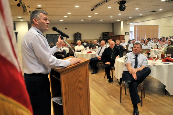 Chaplain (Brig. Gen.) David Cyr, Air Force deputy chief of chaplains, speaks during the 2009 National Prayer Luncheon at the Grizzly Bend Club Feb. 9. (U.S. Air Force photo/John Turner)