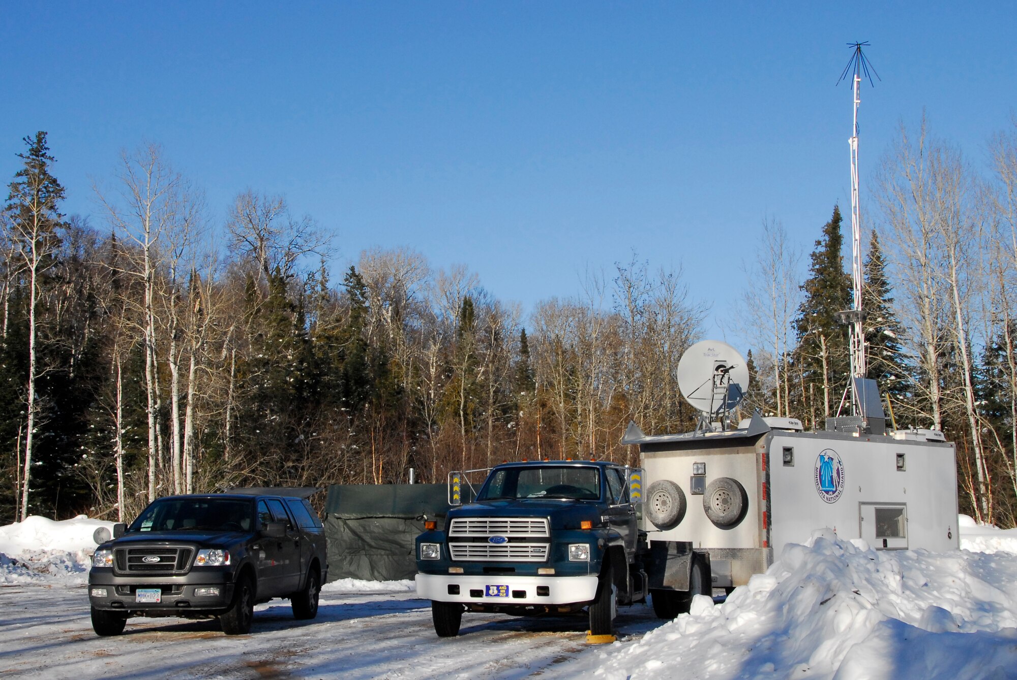 The 148th Fighter Wing Communication Squadron provided communication support for the 26th running of the John Beargrease Sled-dog Marathon January 27, 2009 at a remote trail crossing in Northern Minnesota.   The support for the race was provided while the Communications Squadron conducting winter training on a communications deployment package. 