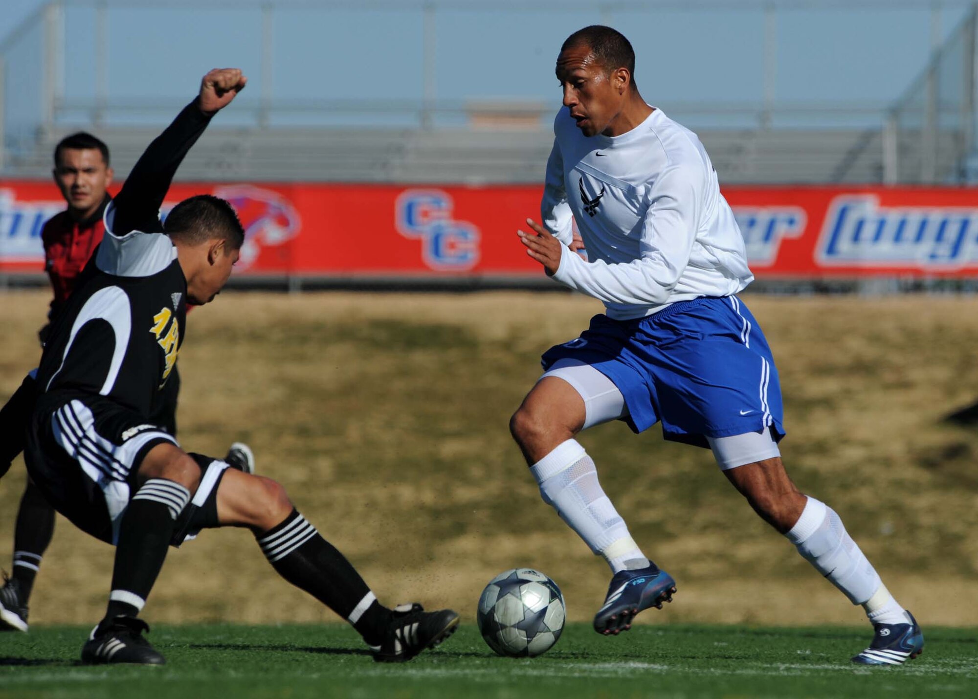DYESS AIR FORCE BASE, Texas?The Armed Forces Men?s Soccer tournament was held Feb. 1- Feb. 8 at Shotwell Stadium. The tournament brought the Marine Corps, Navy, Army and Air Force together on the field of battle to determine who achieved the best soccer team. (U.S. photo by Airman 1st Class Stephen Reyes)