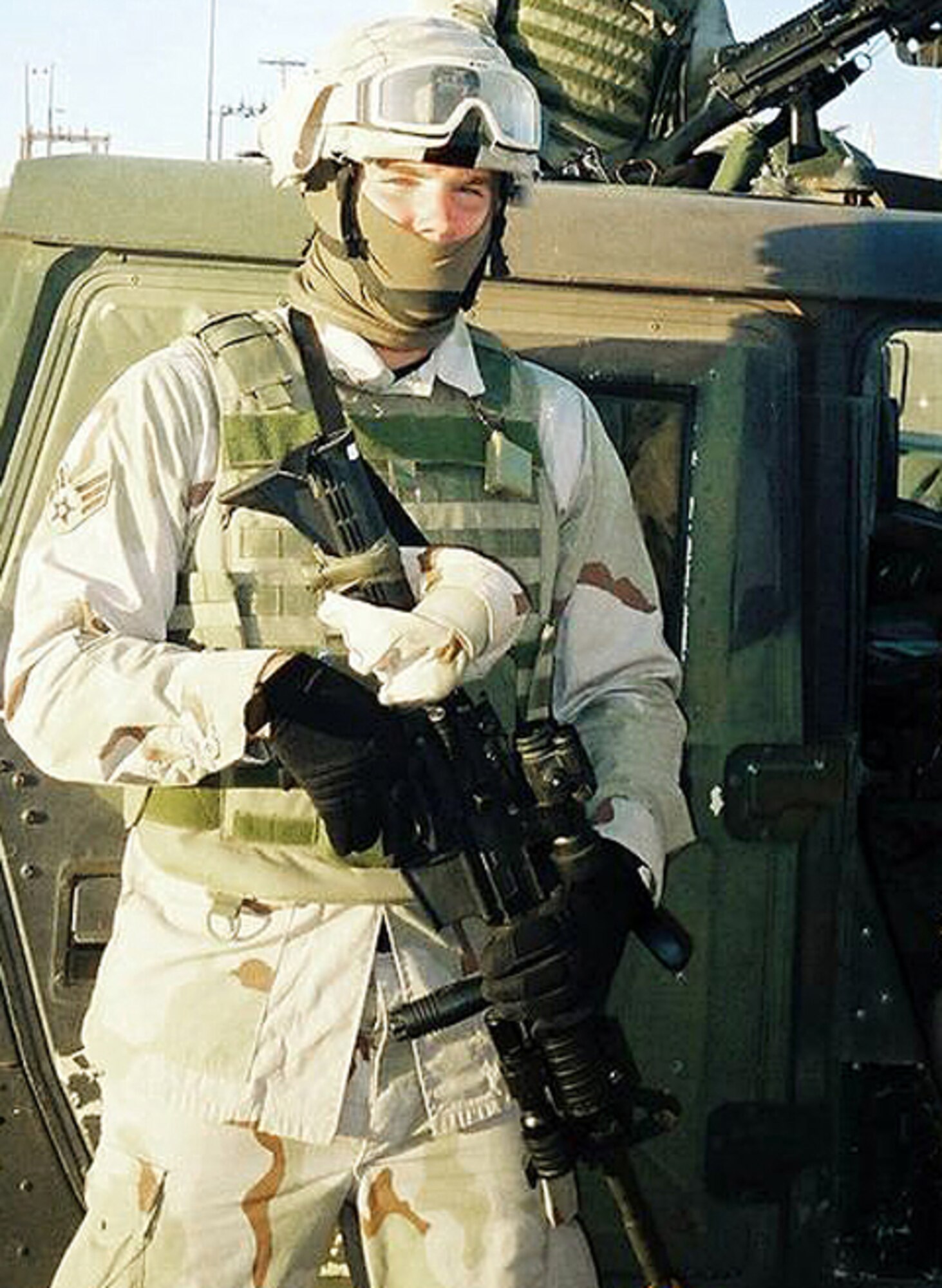 CANNON AIR FORCE BASE, N.M. -- Staff Sgt. Brett Pragle, 27th Special Operations Security Forces Squadron, is the Air Force's 2008 Outstanding Security Forces Support Staff Airman of the Year. He is pictured here in training at Camp McGregor, Texas, before being deployed to the Bagram Theater Internment Facility in Afghanistan during an eight month joint expeditionary tasking operation. Then-Senior Airman Pragle received the recognition for his performance both here and while deployed. The security forces career field has more personnel than any other field in the Air Force. (U.S. Air Force courtesy photo)