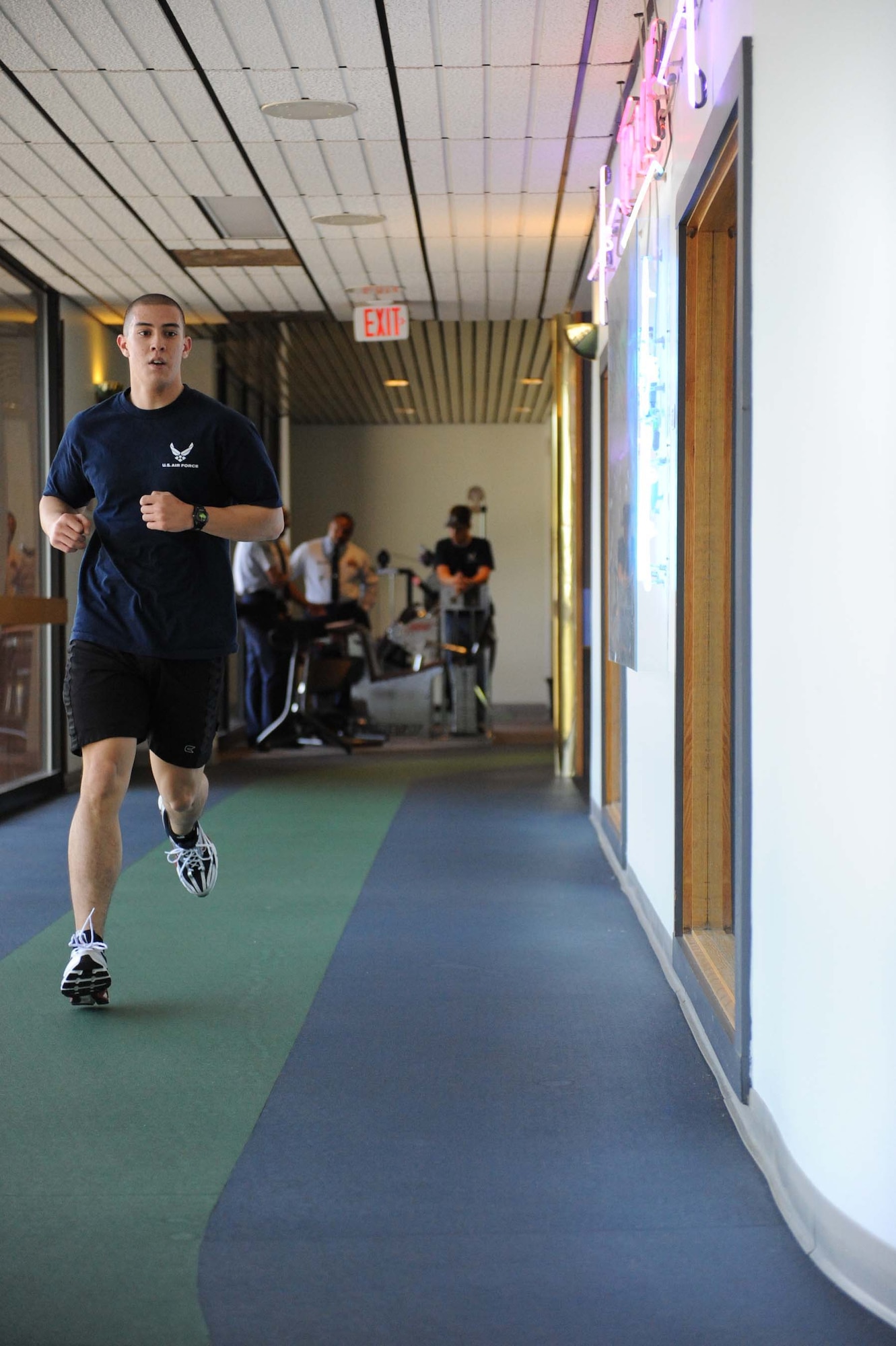 SHAW AIR FORCE BASE, S.C. -- Joshua Atwood completes the running portion of a physical assessment and stamina test (PAST) for U.S. Air Force special tactics Feb. 13. Recruits in the delayed entry program must complete the PAST to qualify for special tactics. (U.S. Air Force photo/Senior Airman Matthew Davis)