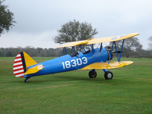The Boeing Stearman PT-13 before its first test flight. Capt. Matthew Quy, a pilot from Creech Air Force Base, Nev., purchased the plane and spent up to three years overhauling it. The Stearman made its first flight debut February last year. 
(courtesy photo)