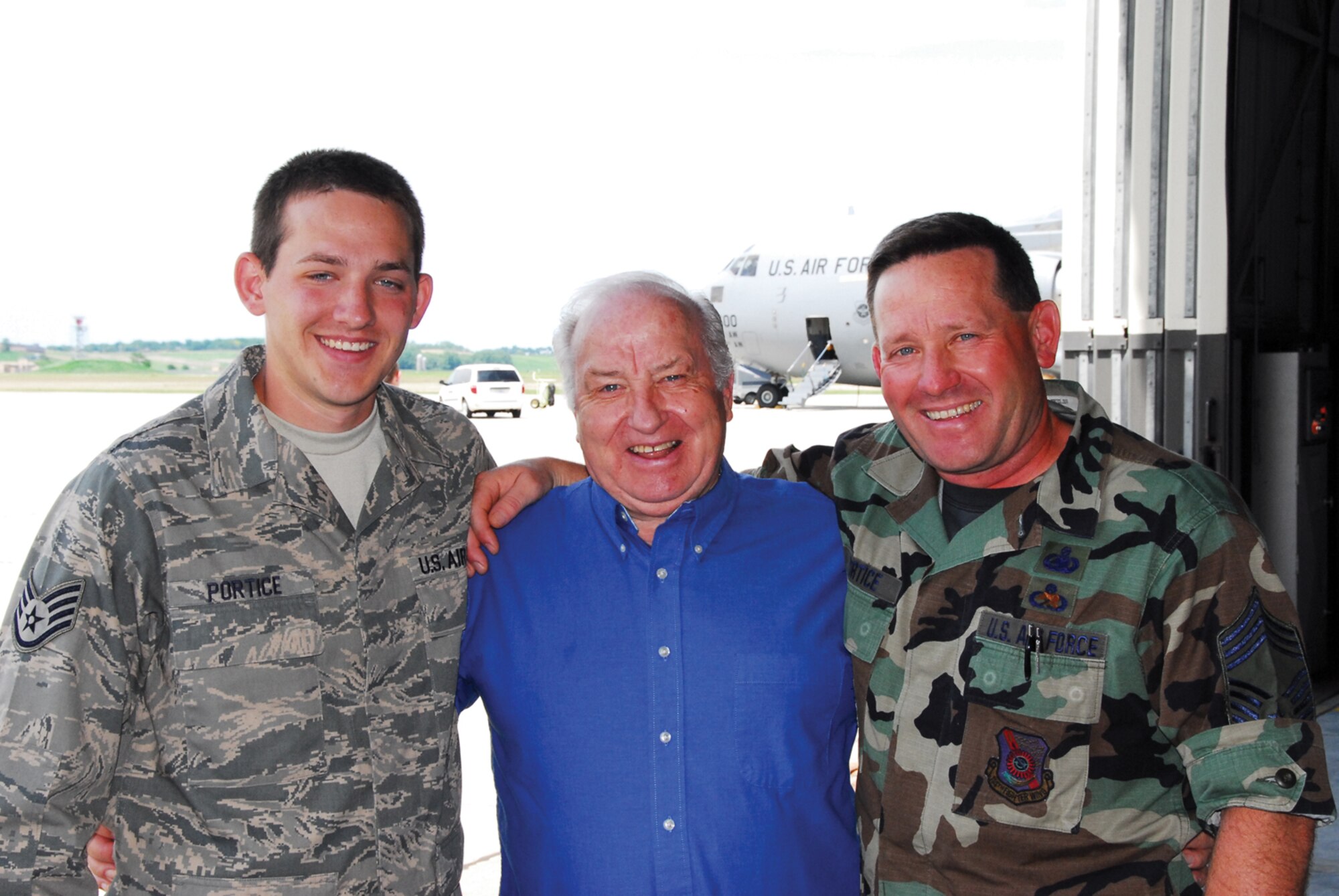 From left to right: Master Sgt. (Ret.) Bob Portice, Chief Master Sgt. Jeff Portice, and Staff Sgt. Christopher Portice.