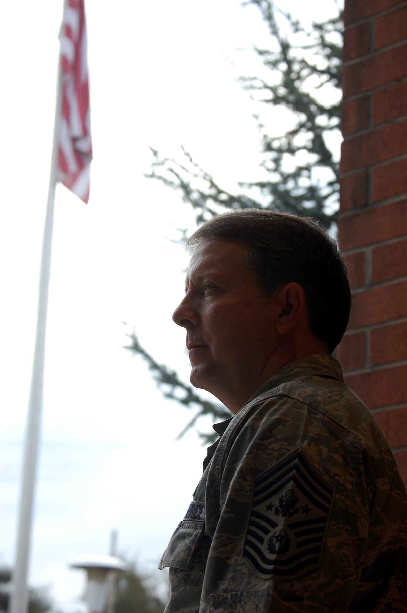 Chief Master Sgt. of the Air Force Rodney J. McKinley views an area of the the U.S. Air Force Expeditionary Center on Feb. 10, 2009, on Fort Dix, N.J.  Chief McKinley did a familiarization visit of the center to learn more about its mission and academics.  (U.S. Air Force Photo/Tech. Sgt. Scott T. Sturkol)