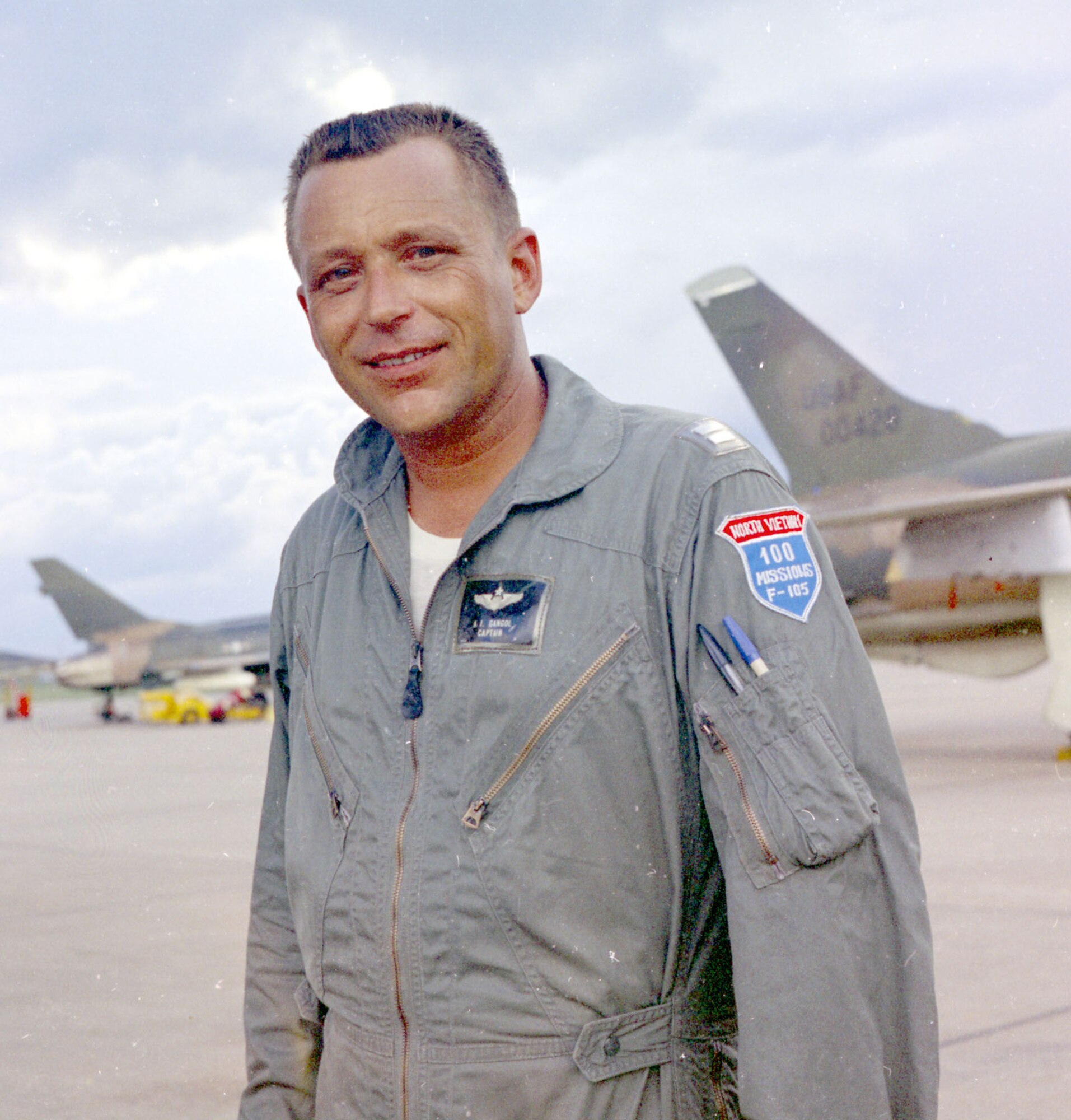 Capt. Gangol pictured after finishing his 100-mission tour. (U.S. Air Force photo)