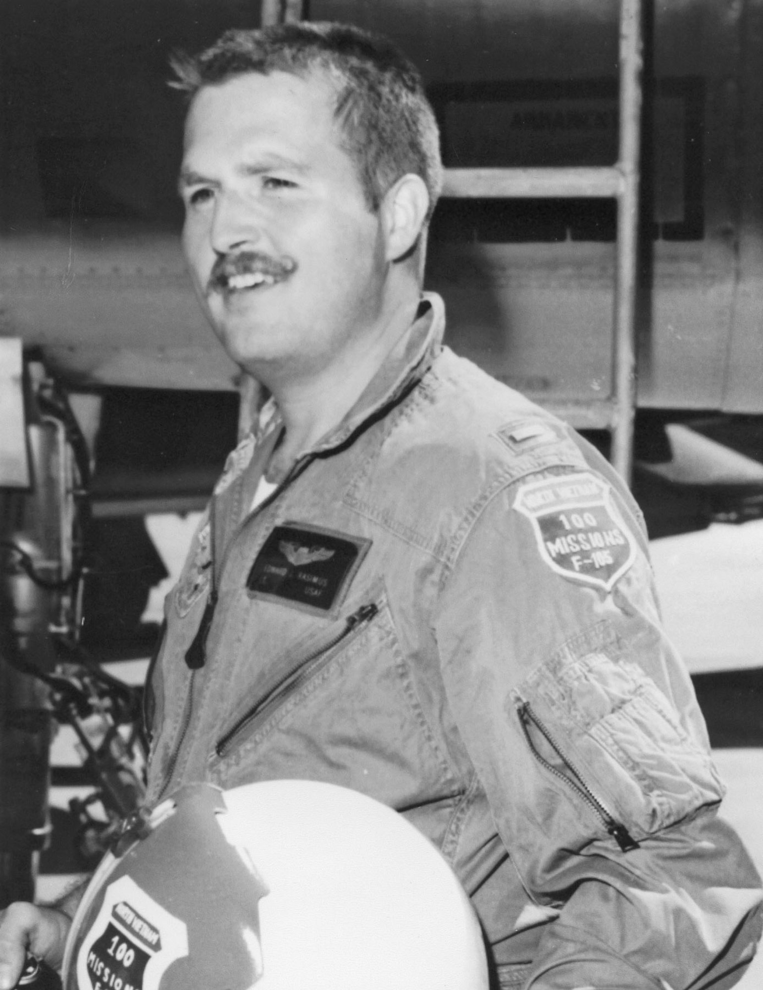 Lt. Ed Rasimus, 421st TFS, 388th TFW, after completing his 100th “counter.” Rasimus appeared in the movie "There Is A Way". (U.S. Air Force photo)