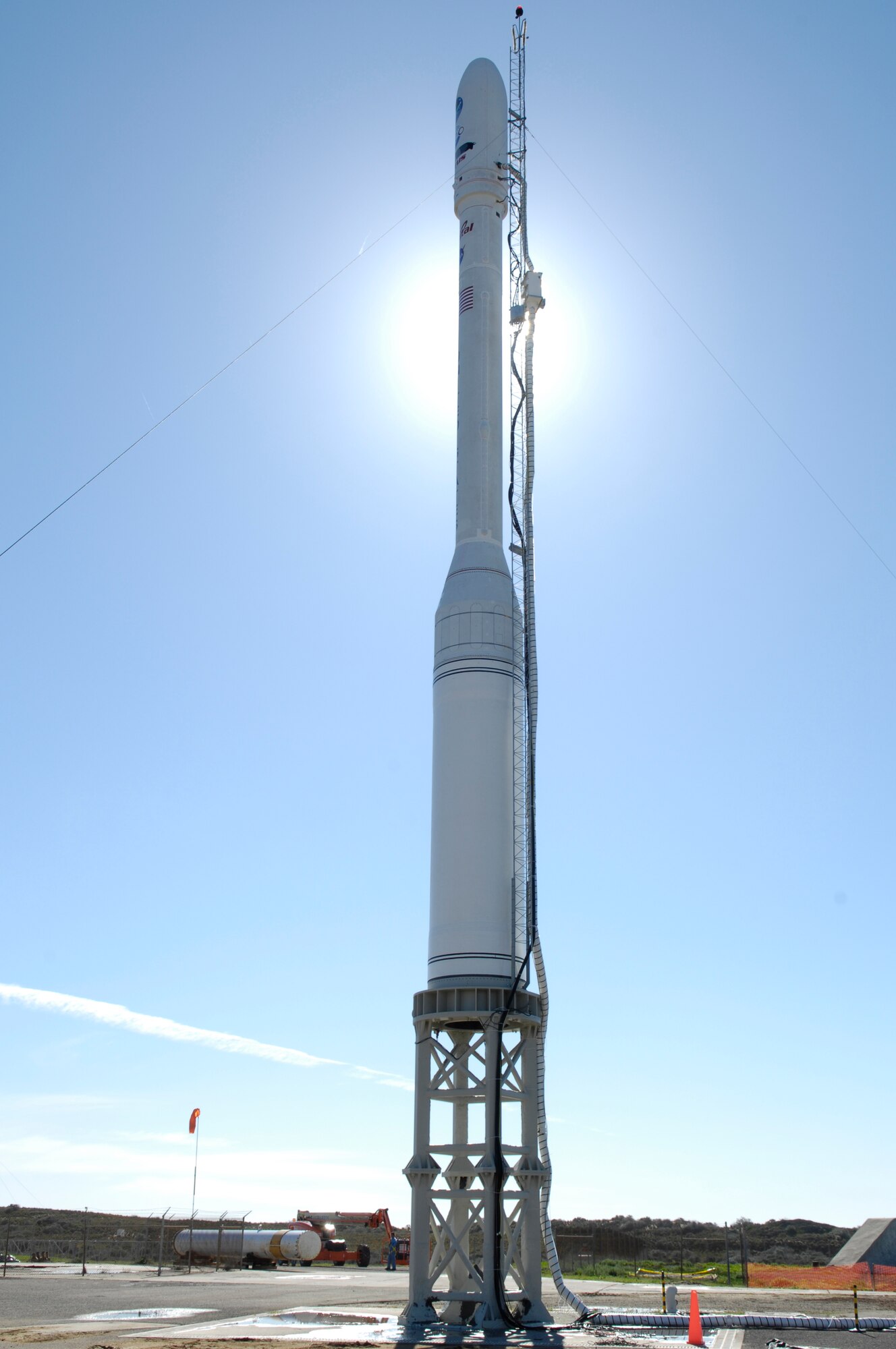 VANDENBERG AIR FORCE BASE, Calif. --  On Space Launch Complex 576-E here, NASA's Orbiting Carbon Observatory is scheduled to launch aboard the Taurus LX rocket Feb. 24. The spacecraft will collect precise global measurements of carbon dioxide in the Earth's atmosphere. (U.S. Air Force photos/Senior Airman Cole M. Presley)