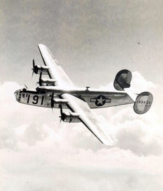 The Convair B-24 Liberator was a heavy bomber powered by four Pratt & Whitney 1,200 horsepower engines.  It had a gross weight of 65,000 pounds, a 10-man crew, and a top speed of 300 mph.  In addition to being used as a bomber, B-24s also served a variety of other functions, including an experimental air refueling tanker and cargo airlifter.