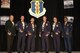 EGLIN AIR FORCE BASE, Fla. -- Winners of the 33rd Fighter Wing annual awards pose for a photo during the banquet Feb. 6 at the Emerald Coast Conference Center in Fort Walton Beach, Fla. From left to right are: Roy Penman, Civilian of the Year; Master Sgt. Steve Zellers, First Sergeant of the Year; Tech. Sgt. Eric Gaona, Non-commissioned Officer of the Year; Maj. Matthew Barfuss, Field Grade Officer of the Year; Capt. Toby Walker, Company Grade Officer of the Year and Senior Airman Arnee Pryor, Airman of the Year. Winners will next compete at the 9th Air Force annual awards banquet Mar. 5 in Hampton, Va. (U.S. Air Force photo/Senior Airman Brian Miles)

