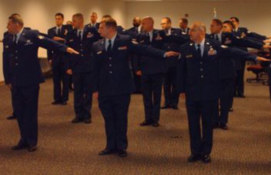 SEYMOUR JOHNSON AIR FORCE BASE, N.C. -- The 916th Communication Squadron conducts a full ranks open inspection during a recent unit training weekend. The Reserve squadron is part of the 916th Air Refueling Wing, located in Goldsboro, North Carolina.