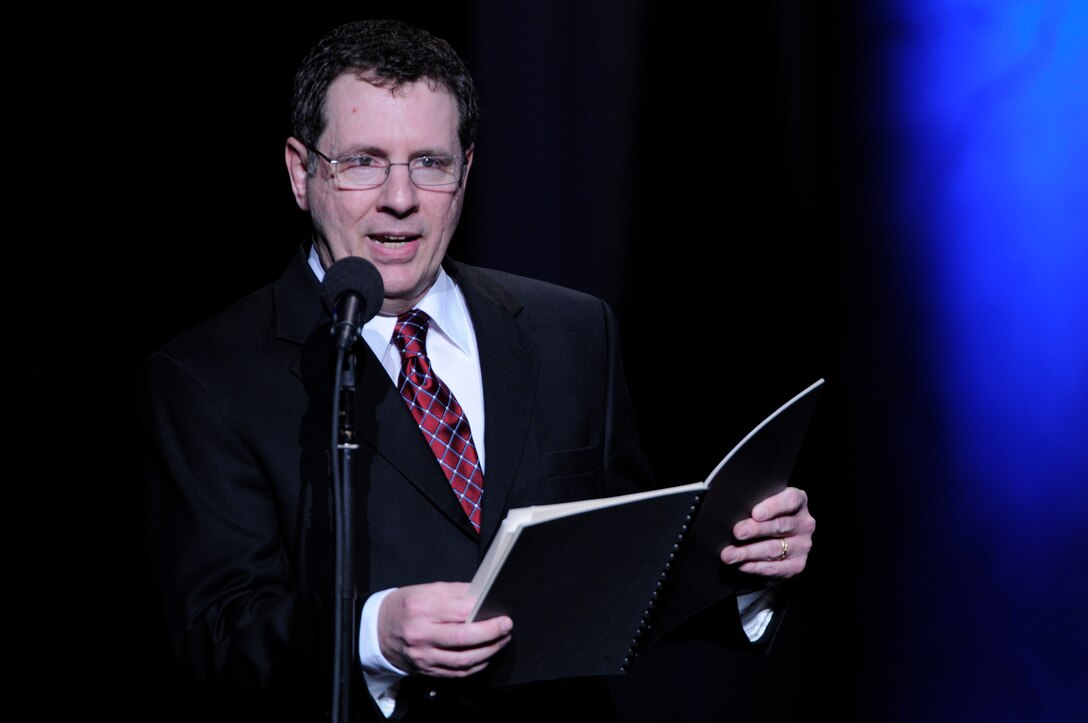 Bernie Lucas, host of America’s Music on 98.7 WMZQ, emcees the first concert of this year’s Guest Artist Series presented by the United States Air Force Band at Daughters of the American Revolution Constitution Hall Feb. 22. Charley Pride was the performing artist and a special performance was also given by this year’s Col. George S. Howard young artist competition winner Katherine Kohler. (U.S. Air Force photo by Staff Sgt. Dan DeCook)