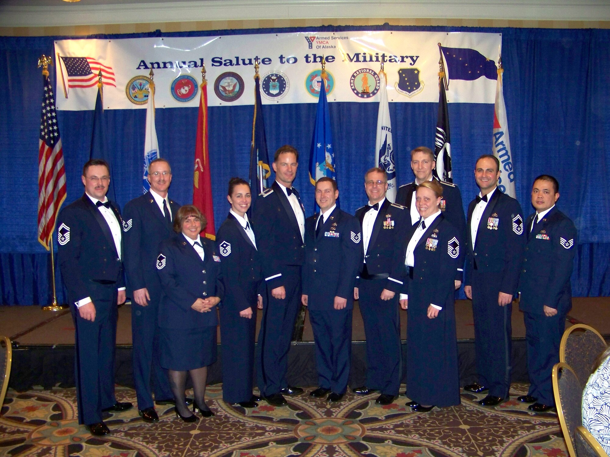 ELMENDORF AFB, Alaska -- Members of the 477th Fighter Group, the Air Force Reserve Command's first F-22A Raptor unit, attended the Armed Services YMCA Banquet to support Tech. Sgt. Ryan Dillon.  Sgt. Dillon was named the Armed Services YMCA Reservist of the Year.  (Courtesy Photo)