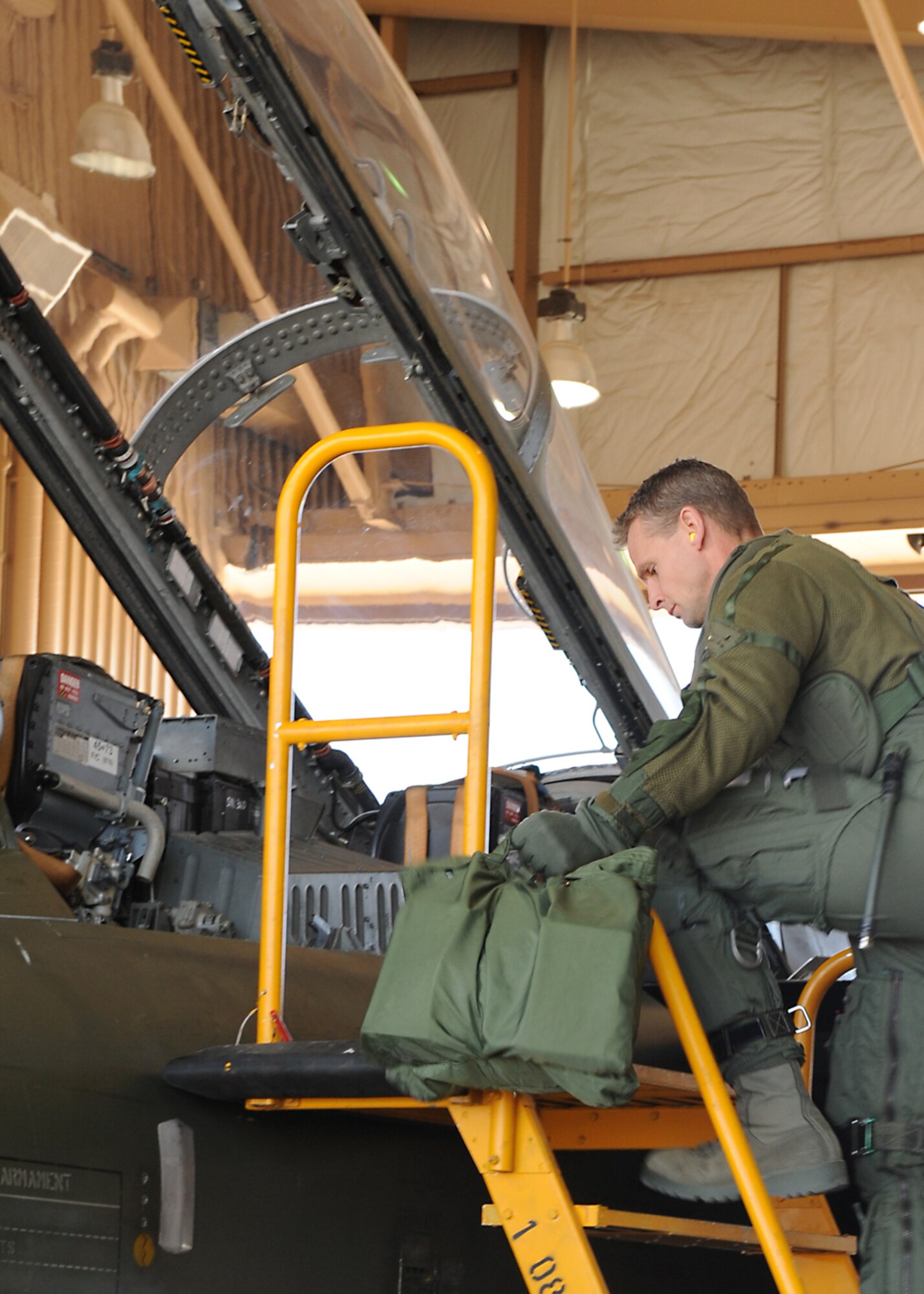 Col. Michael Stapleton, 49th Operations Group commander, prepares to take his first flight in the German Tornado, Feb. 20 on Holloman Air Force Base, N.M. Currently three air forces – German, British and Italian – fly the two versions of the fighter.
 (U.S. Air Force photo/Airman 1st Class Rachel A. Kocin)
