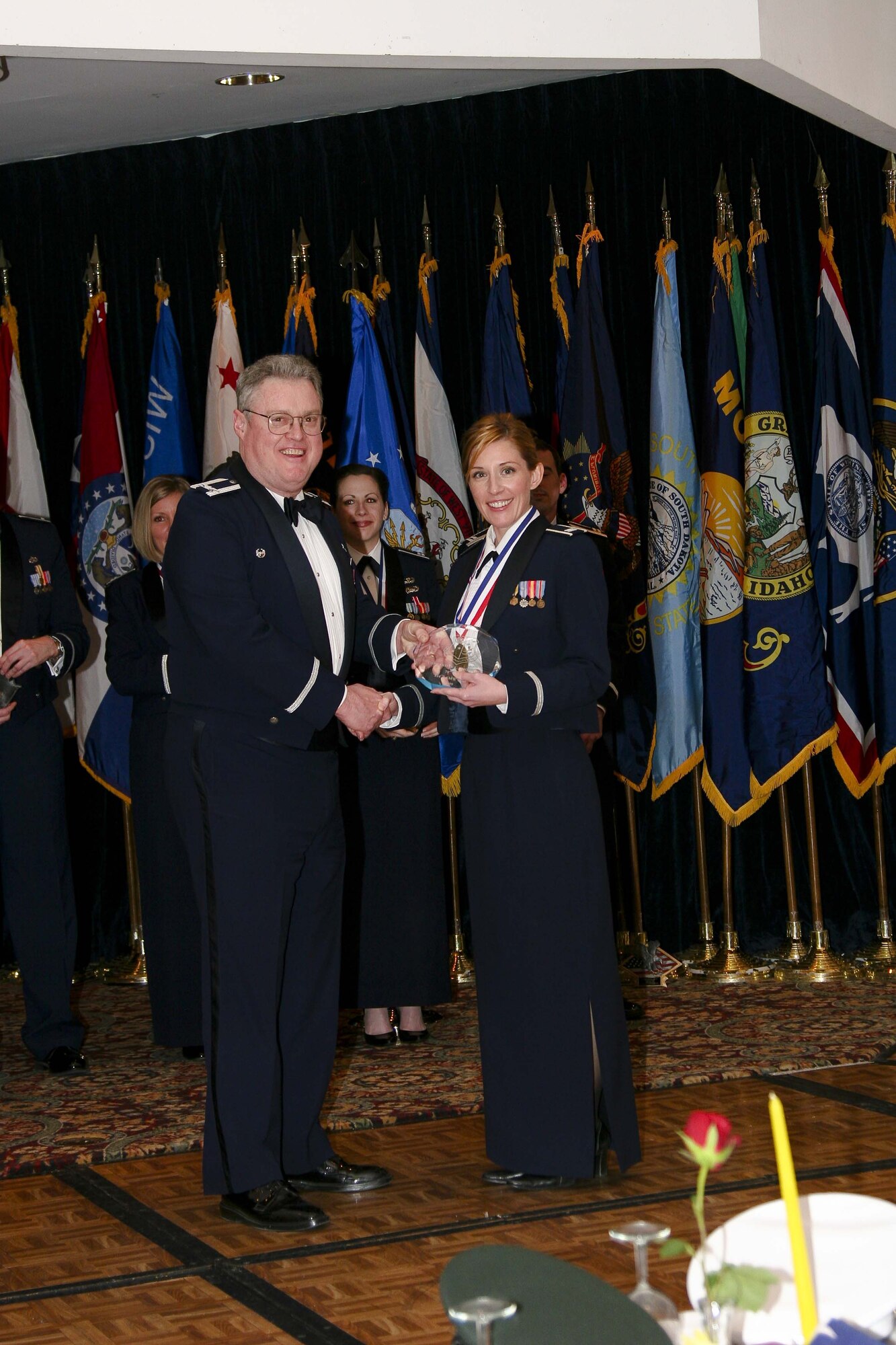 MCGUIRE AIR FORCE BASE, N.J. -- Capt. Kristy Thompson is named Company Grade Officer of the Year for 2008 during the 514th Air Mobility Wing Awards Banquet held Jan. 24 at The Club. More than 60 Citizen-Airmen and civilians were honored for the achievements at the annual event. (U.S. Air Force photo/Staff Sgt. Carlos Aponte) 