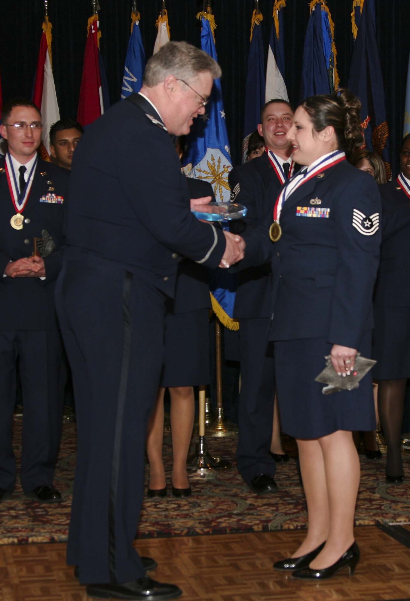 MCGUIRE AIR FORCE BASE, N.J. -- Tech. Sgt. Brieanne Moody is named Noncommissioned Officer of the Year for 2008 during the 514th Air Mobility Wing Awards Banquet held Jan. 24 at The Club. More than 60 Citizen-Airmen and civilians were honored for their achievements at the annual event. (U.S. Air Force photo/Staff Sgt. Carlos Aponte) 