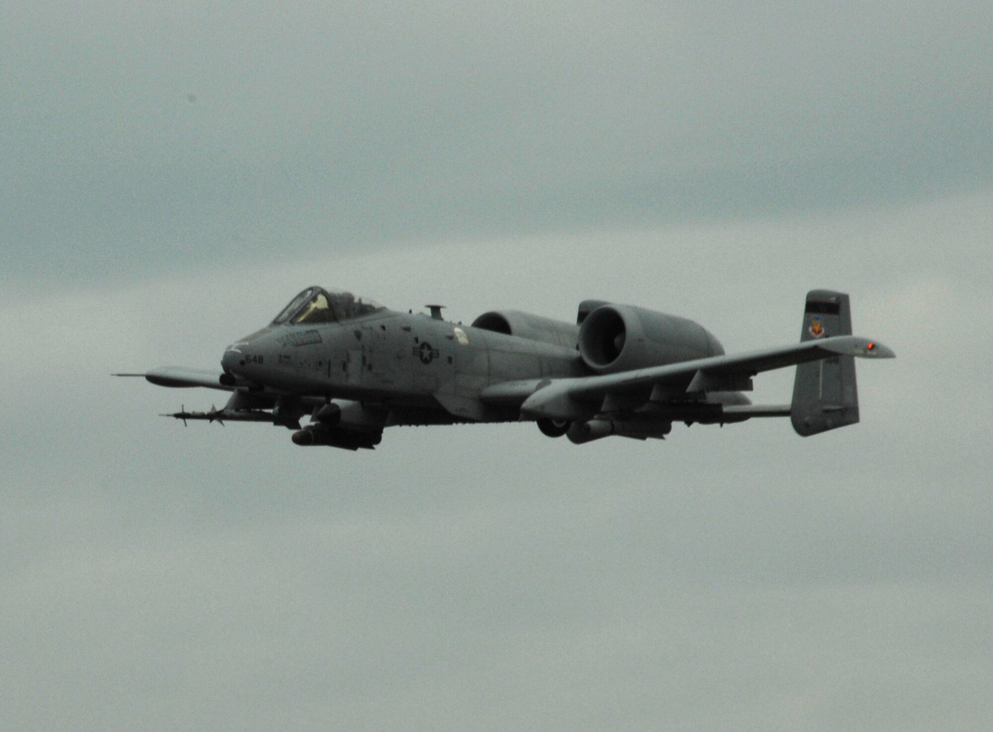 An A-10C from the 354th Fighter Squadron here approaches a target and prepares to fire 30mm rounds from its GAU-8 cannon during training at Green Flag East, a close-air support exercise in Louisiana. (U.S. Air Force photo/Staff Sgt. Jake Richmond)
