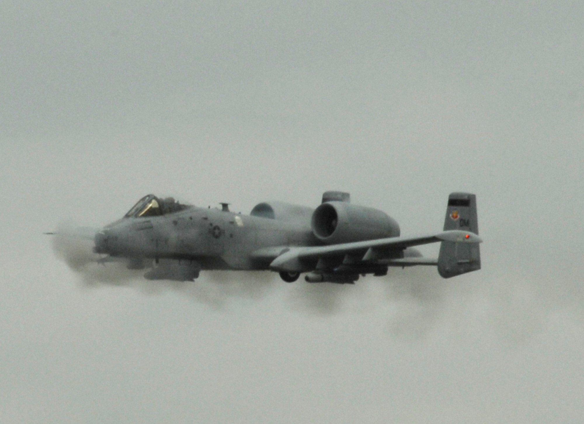 An A-10C from the 354th Fighter Squadron here fires 30mm rounds from its GAU-8 cannon during moving-target strafe training at Green Flag East, a close-air support exercise in Louisiana. (U.S. Air Force photo/Staff Sgt. Jake Richmond)