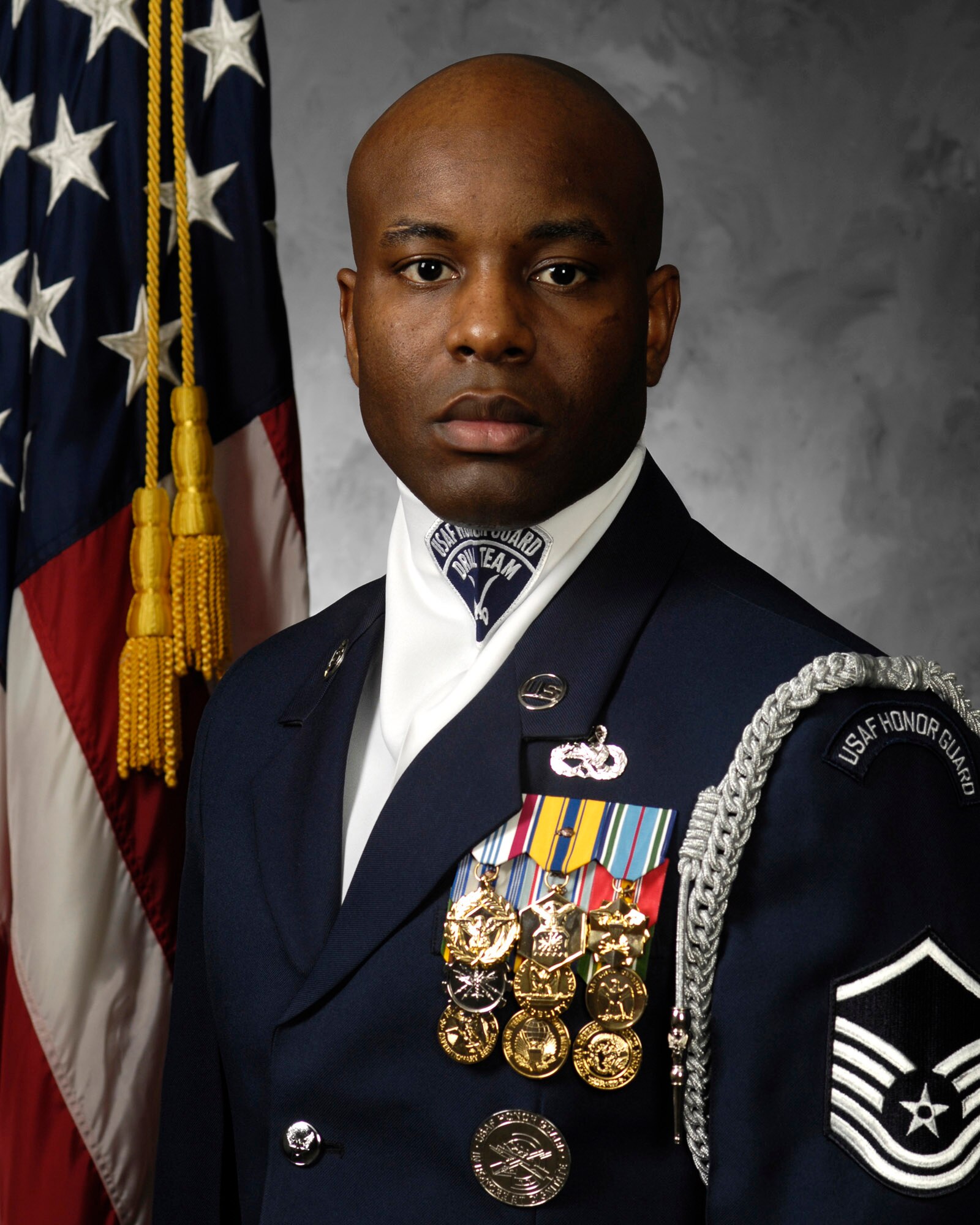 Master Sergeant Steven P. West is the drill team flight chief for the United States Air Force Honor Guard. “He is an example for all military members to emulate,” Colonel Taylor wrote in Sergeant West’s nomination package. “He represents the Air Force’s finest.” Sergeant West led more than 750 Airmen in 16 full honors funerals and also orchestrated scheduling and direction for 714 ceremonies with 100 percent mission success. Sergeant West shared the Air Force story through 112 drills, embedding the Air Force footprint during 13 high school and 17 Air Force base performances in 50 cities. He completed 12 credit hours toward his bachelor’s degree in management studies. (U.S. Air Force photo by Senior Airman Sean Adams)