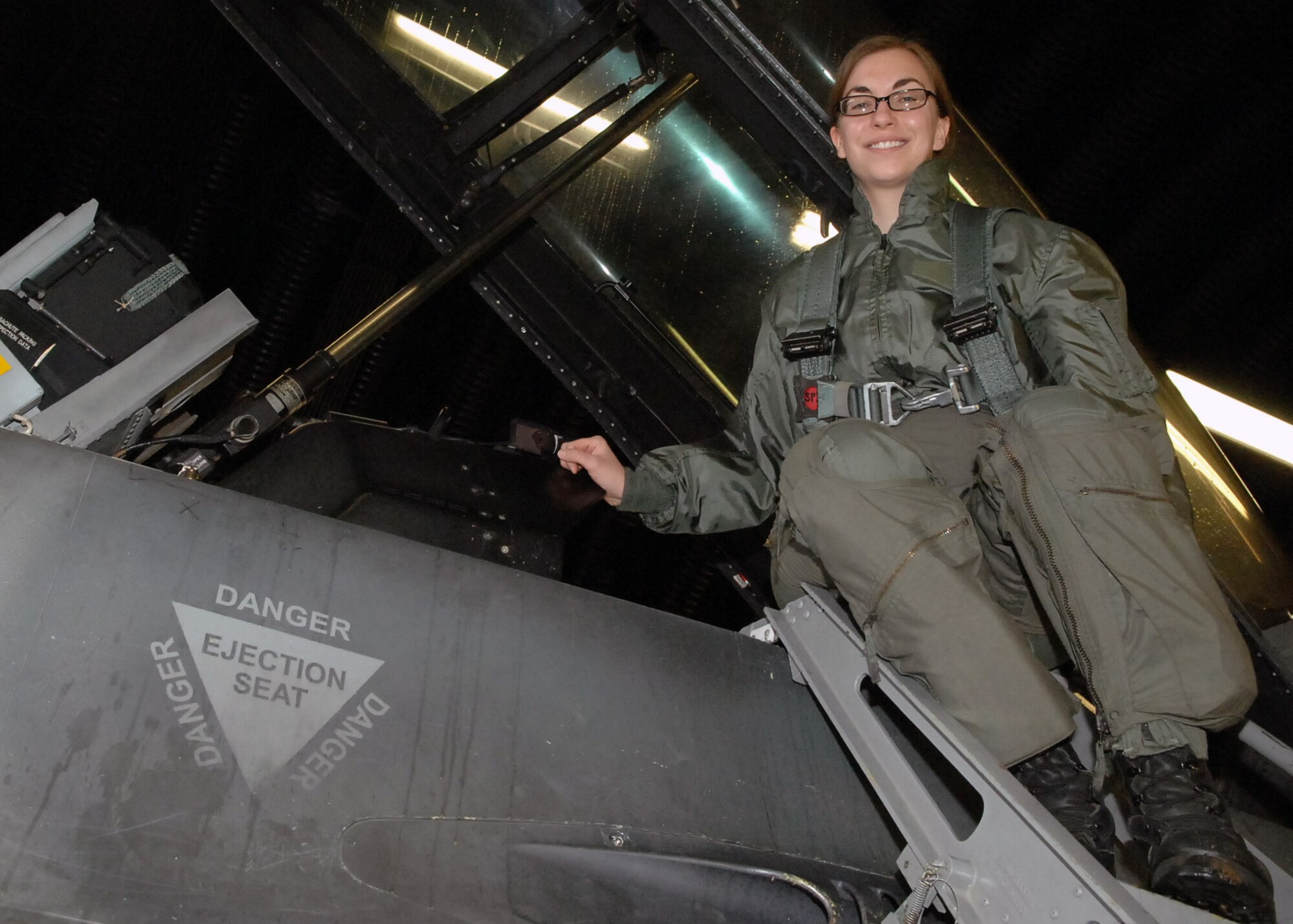 SPANGDAHLEM AIR BASE, Germany -- Senior Airman Angel Royster, contracting specialist, 52nd Contracting Squadron, prepares to take an incentive flight December 5, 2008. Senior Airman Royster earned her incentive flight as “Airman of the Quarter” July-September 2008. (U.S. Air Force photo by Airman 1st Class Nicholas Wilson)