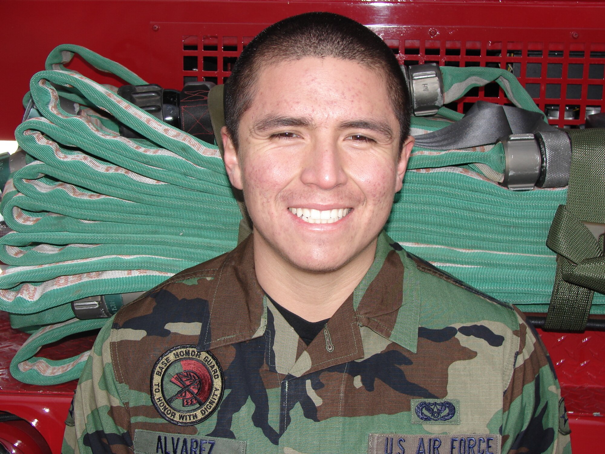 SPANGDAHLEM AIR BASE, Germany -- Airman 1st Class Anthony Alvarez, a fire fighter with the 52nd Civil Engineer Squadron, is the 52nd Fighter Wing’s Top Saber Performer for the week of Feb. 20-26. (Courtesy Photo)