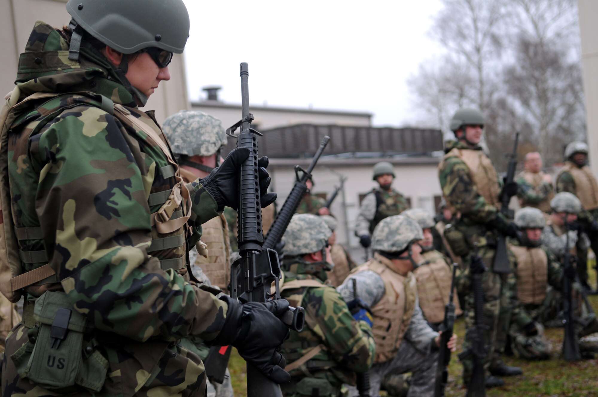 Air Force members receive instructions for their next exercise Dec. 18, 2008, in Einseidlerhof, Germany. Airmen participated in a two-day Combat Skills Training course in preparation for deployment. (U.S. Air Force photo by Airman 1st Class Grovert Fuentes-Contreras)
