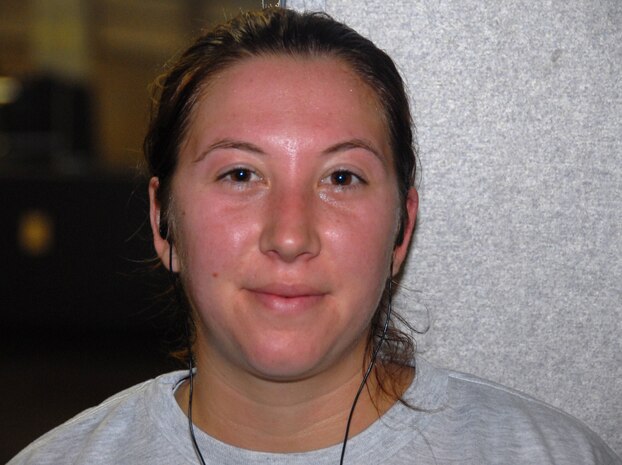 "I want to get in shape and get ready for my deployment." Senior Airman Ali Flisek, 1st Combat Camera Squadron.