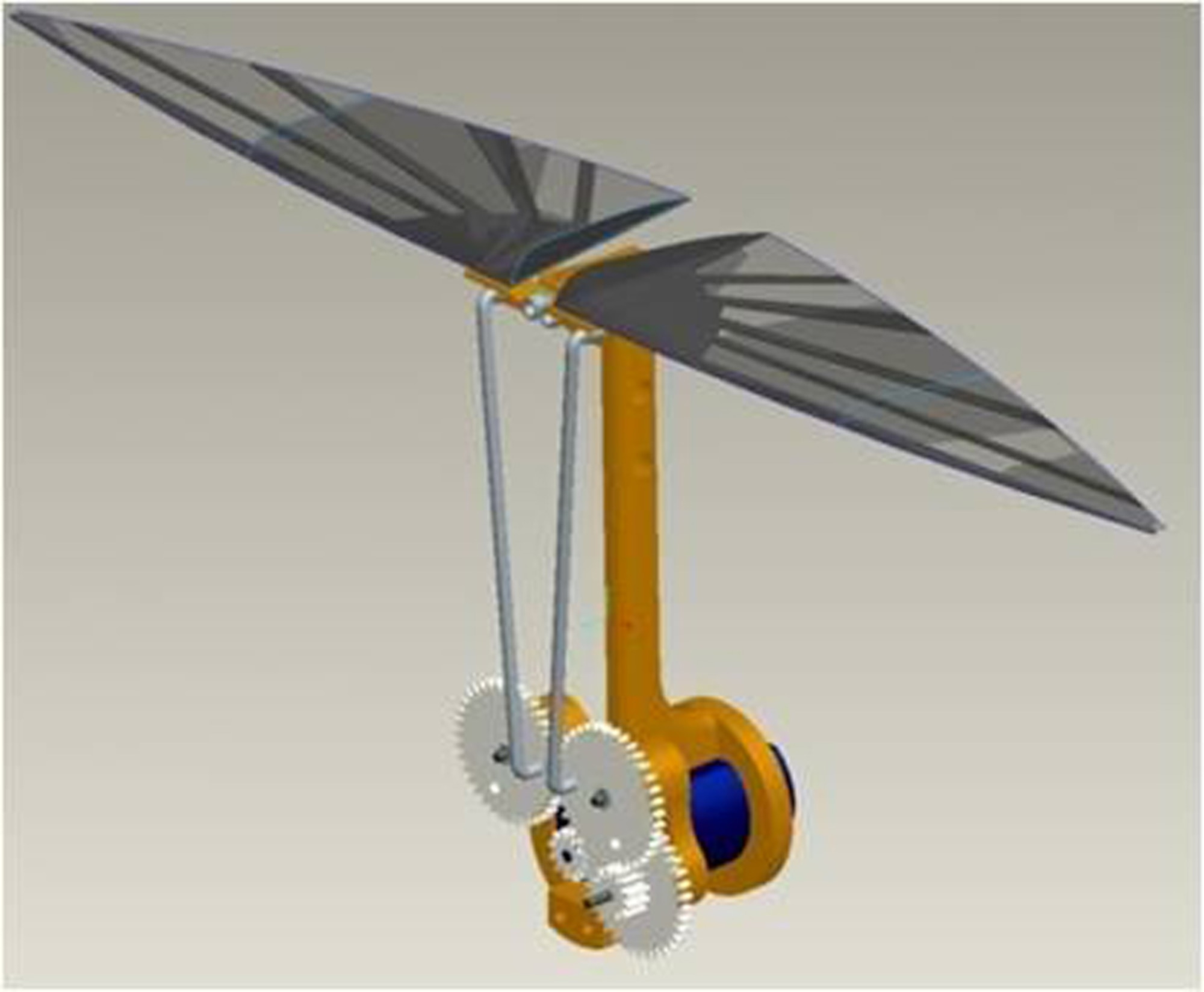 Researchers from several universities are studying how the biological attributes of flapping and flexible flight demonstrated by birds, bats and insects can improve future micro air vehicle systems. This research has led to the creation of engineering models, such as the one illustrated in this graphic. (Courtesy graphic) 
