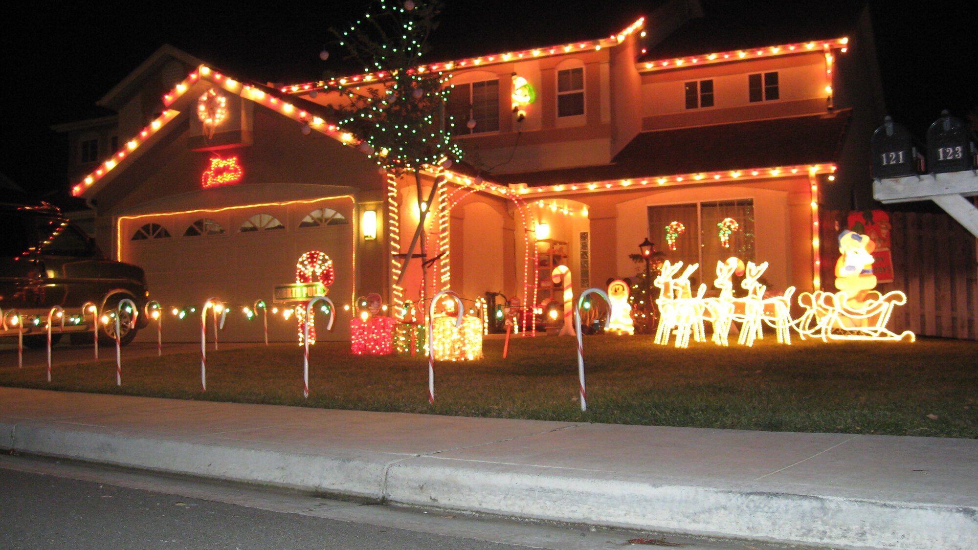 The home of Master Sgt. Anthony Marose, 22nd Airlift Squadron, and family won for having the most traditional holiday decorations after being judged for the Holiday Light contest. (U.S. Air Force photo)