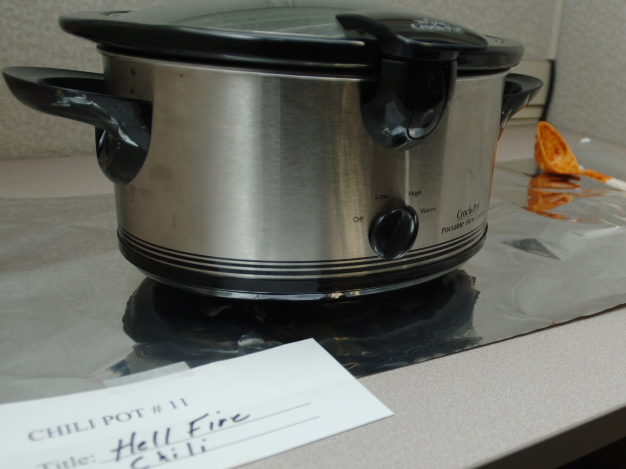 The 931st Aircraft Maintenance Squadron's 11th Annual Chili Cook Off is scheduled for 11 a.m. Sunday. A $3 admission includes all-you-can-eat chili, a drink and a voting ballot. Tech. Sgt. Larry Nash, former 931st Security Forces member, entered his "Hell Fire" Chili (pictured) into the squadron's 2008 contest. Call 316-759-6228 for more information. (U.S. Air Force photo/Tech. Sgt. Jason Schaap)