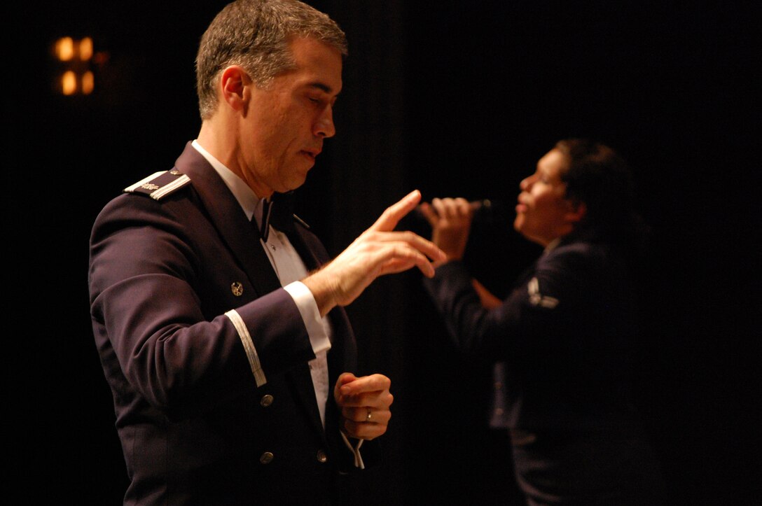 Lt Col Douglas Monroe conducts the Concert Band at Peace Center for the Arts, Greenville, South Carolina