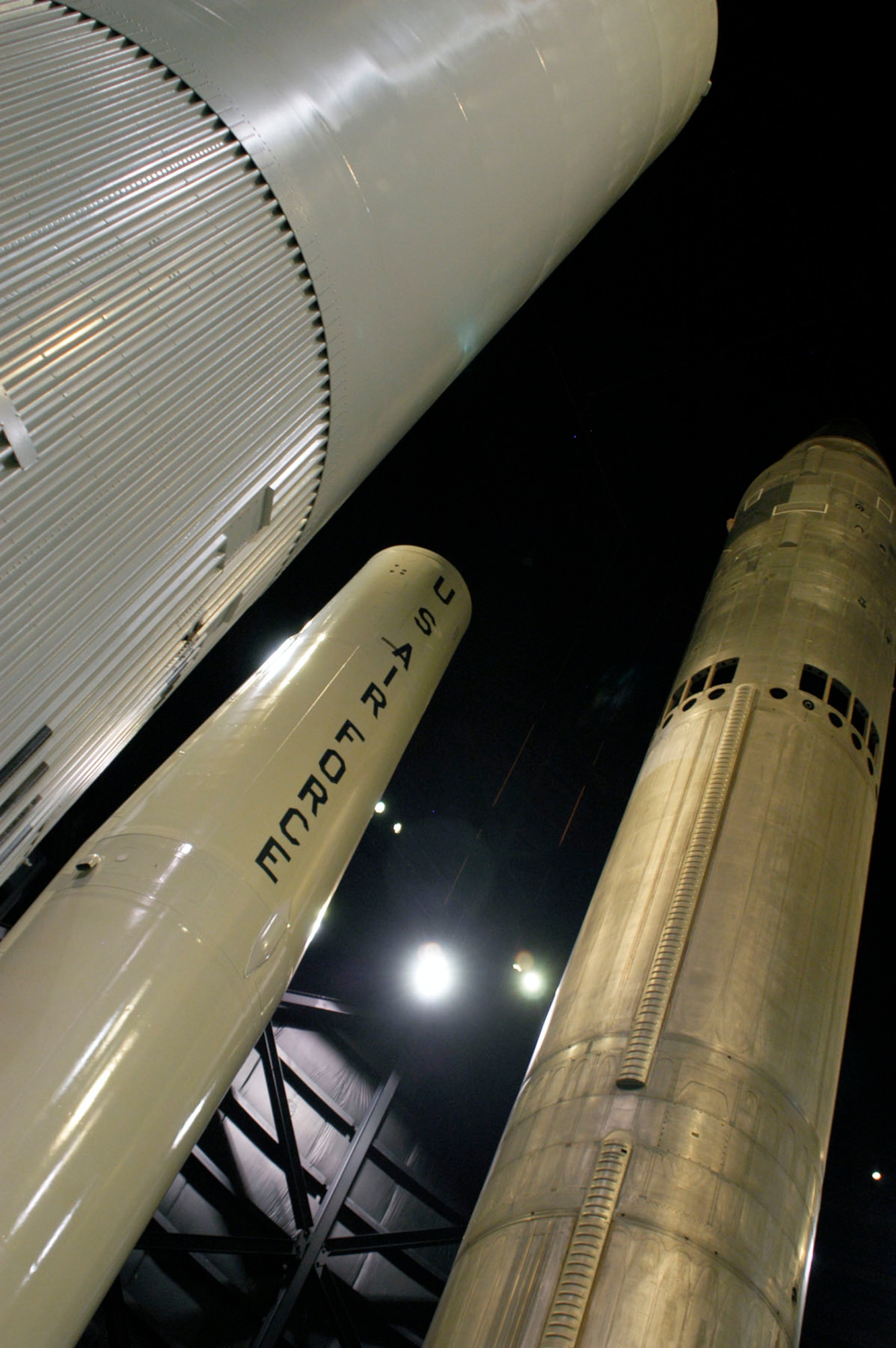 DAYTON, Ohio -- Martin Marietta SM-68B/LGM-25C Titan II (far right) in the Missile and Space Gallery at the National Museum of the United States Air Force. (U.S. Air Force photo)