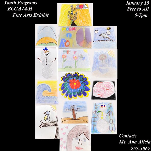 MOODY AIR FORCE BASE, Ga. -- The Moody Youth Center will be holding its annual National Fine Arts Exhibit here Jan.15 from 5 to 7 p.m. This free event is for club members who range in age from six to eighteen years old. For more information, contact Ana Alicia at 257-3067. (U.S. Air Force graphic by Airman Joshua Green)