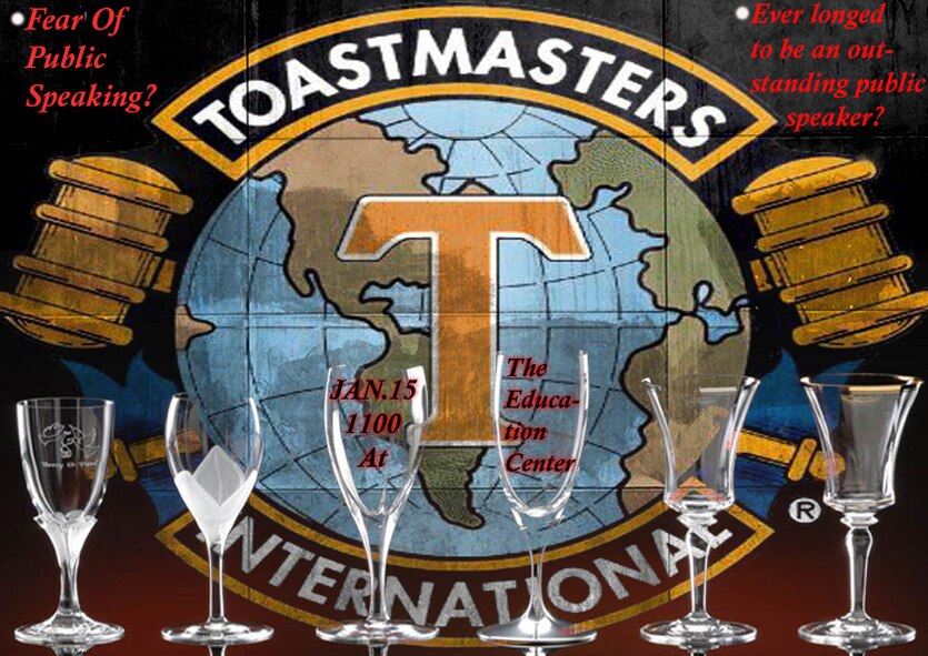 MOODY AIR FORCE BASE, Ga. -- The Education Center is hosting a six-week public speaking course sponsored by Toastmasters International Jan. 15 here. Participants will focus on developing their communication, leadership and problem solving skills. (U.S. Air Force graphic by Airman Joshua Green) 