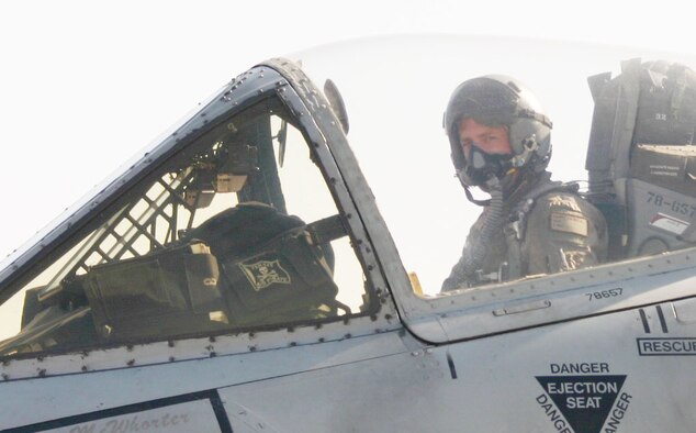 Like other A-10 pilots, Maj. Raspet used a saddle bag placed on the dashboard to carry maps, pens and other necessities. This saddlebag is now on display in the hand of a mannequin in the Warrior Airmen exhibit at the National Museum of the United States Air Force. (U.S. Air Force photo)