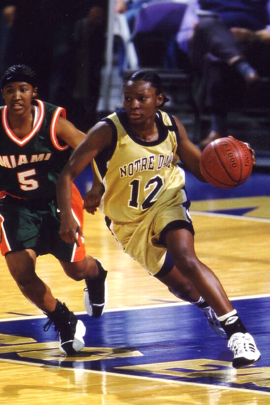 Former Notre Dame basketball player Danielle Green-Byrd prides herself on taking “the road less traveled” – a road that took a fateful turn when she lost her left arm in Iraq. Courtesy photo