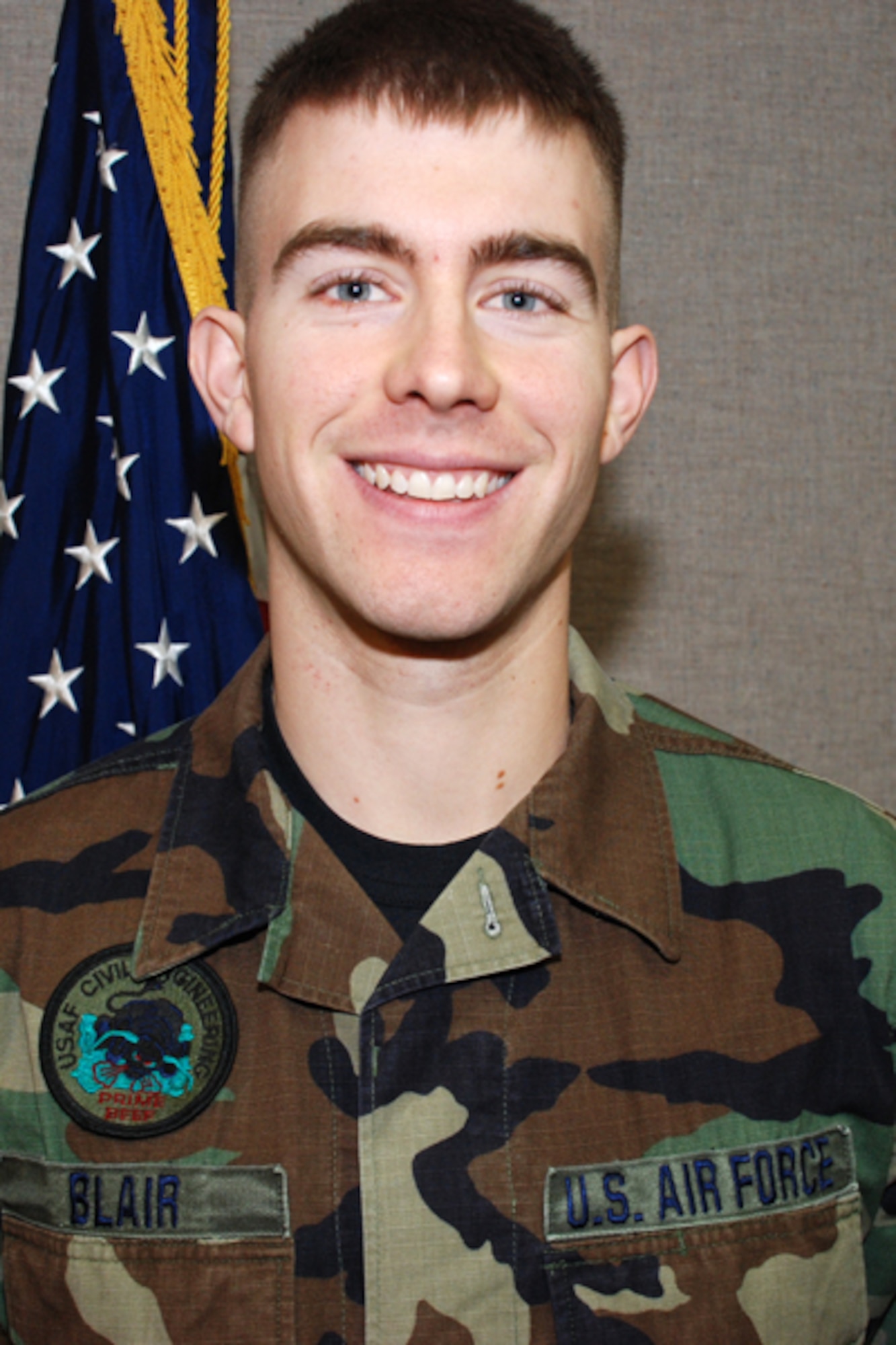 Senior Airman Shawn R. Blair with the 139th Civil Engineering Squadron. 