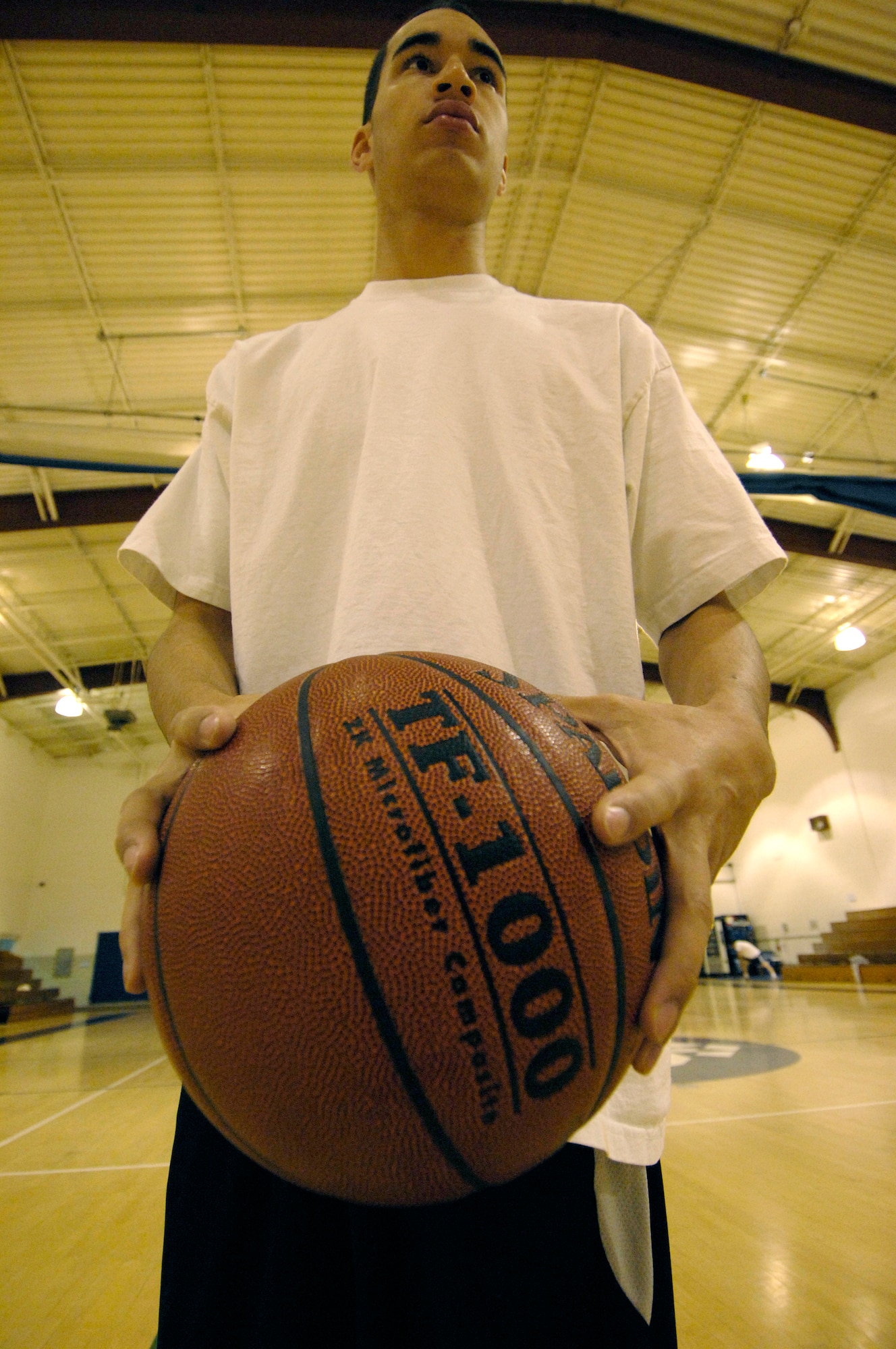 VANDENBERG AIR FORCE BASE, Calif. --  A proper grip on the ball ensures better dribble control. Be sure to have your hands in a position that gives you positive control over the ball. Don't grip too hard, but don't grip too light, either. A medium grip will suffice. (U.S. Air Force photo/Senior Airman Matthew Plew)