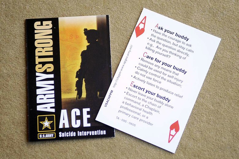 Army officials developed an suicide intervention card. (Defense Department photo/Ben Faske)