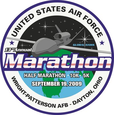 2009 USAF Marathon Logo. Image is 7x7 inches @ 300 ppi and was created by  Roland H. Stinnette, USAF AFMC 88 MSG/SVK.