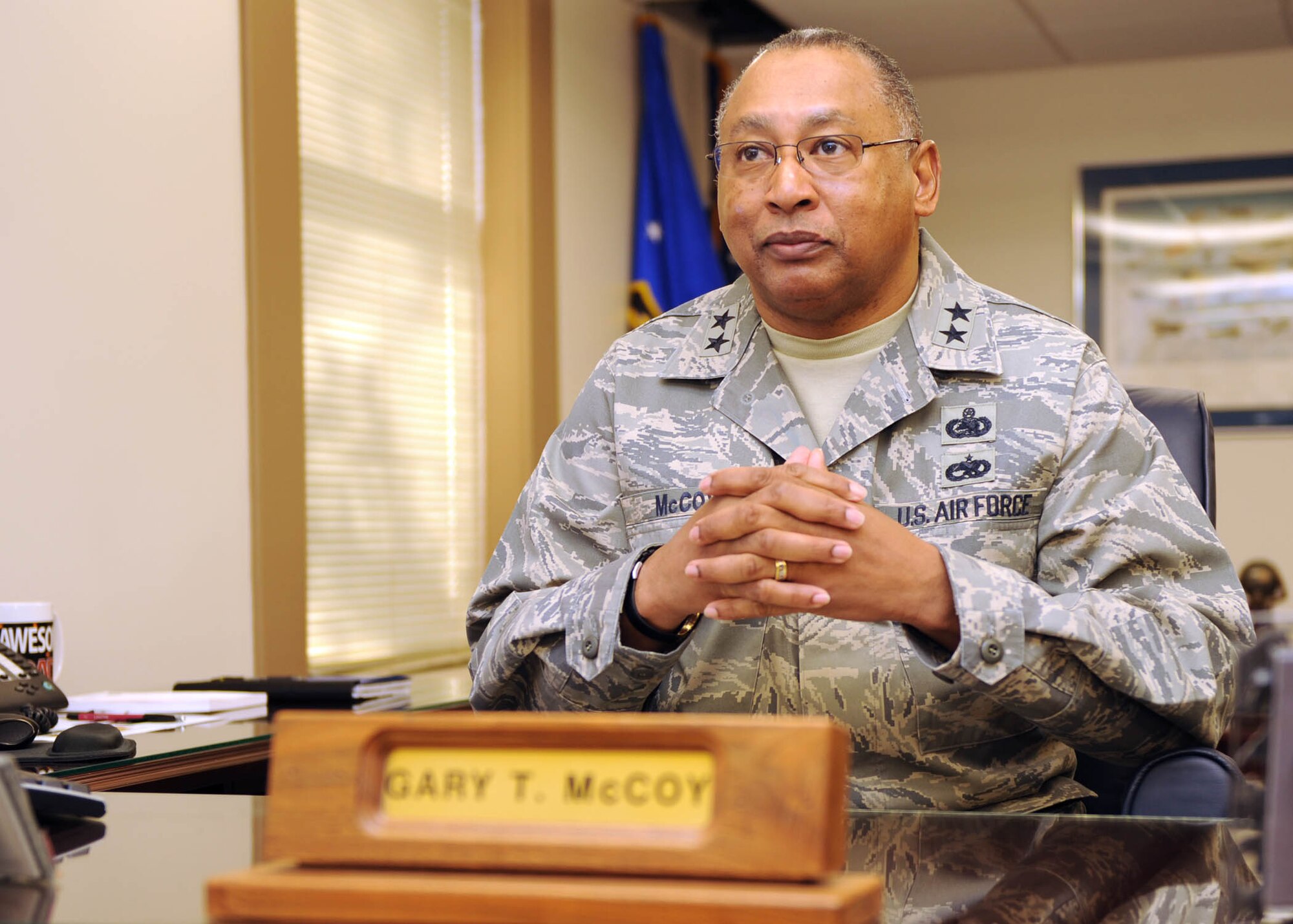 SCOTT AIR FORCE BASE, Ill.-- Maj. Gen. Gary McCoy, Air Force Global Logistics Support Center commander, speaks candidly in an interview Jan. 8. (U.S. Air Force photo/Airman 1st Class Wesley Farnsworth) 
