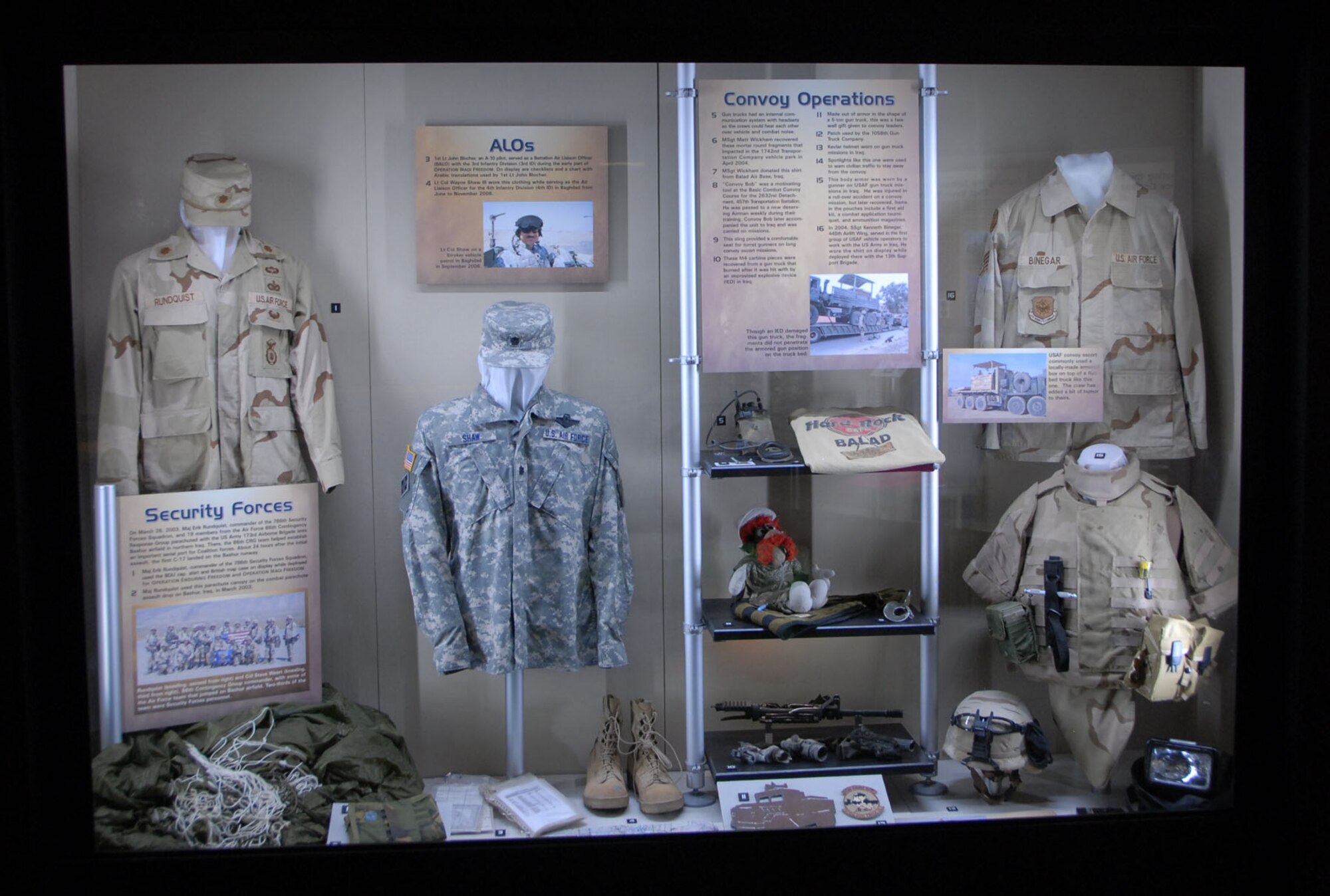 DAYTON, Ohio - The Warrior Airmen exhibit, highlighting Expeditionary Combat Airmen, in the Cold War Gallery at the National Museum of the U.S. Air Force. (U.S. Air Force photo)