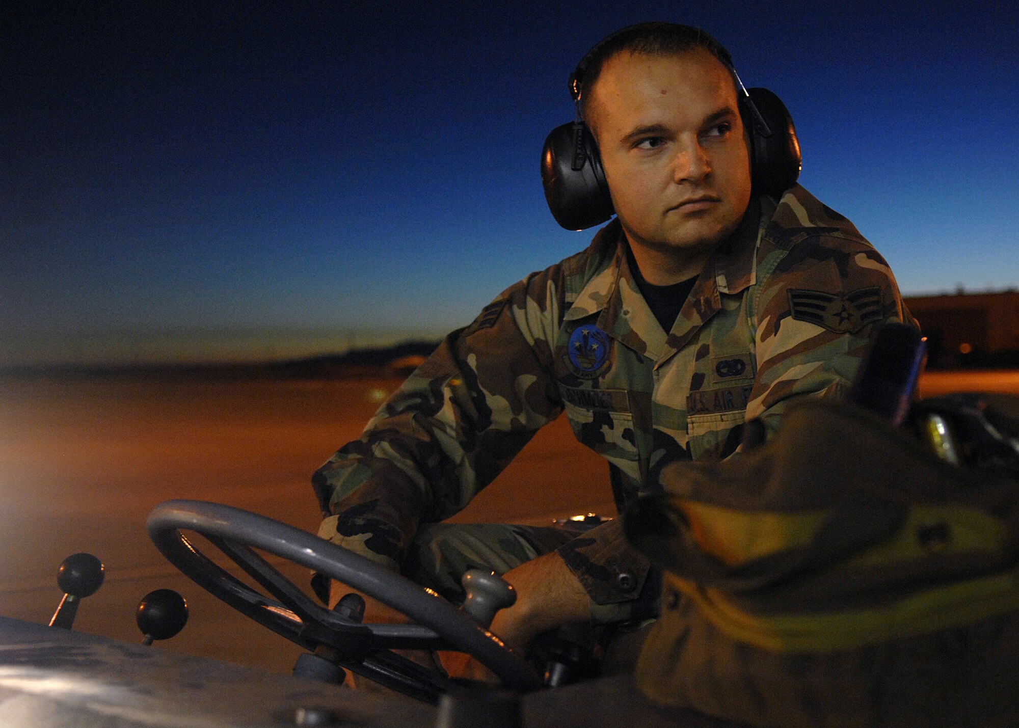 Senior Airman Chad Eichmeier, 49th Aircraft Maintenance Squadron, weapons three man jammer driver, drives a jammer before loading a bomb onto an F-22A Raptor, Jan. 15, at Holloman Air Force Base, N.M. Airmen and pilots gear up for their upcoming exercise Red Flag at Nellis AFB, N.V., starting around the end of Januaruy. The Red Flag exercises, conducted in four to six times a year by the 414th Combat Training Squadron of the 57th Wing, are very realistic aerial war games. The purpose is to train pilots from the U.S. NATO (North Atlantic Treaty Organization) and other allied countries for real combat situations. This includes the use of "enemy" hardware and live ammunition for bombing exercises within the Nevada Test and Training Range.


(U.S. Air Force photo/ Senior Airman Anthony Nelson Jr)

